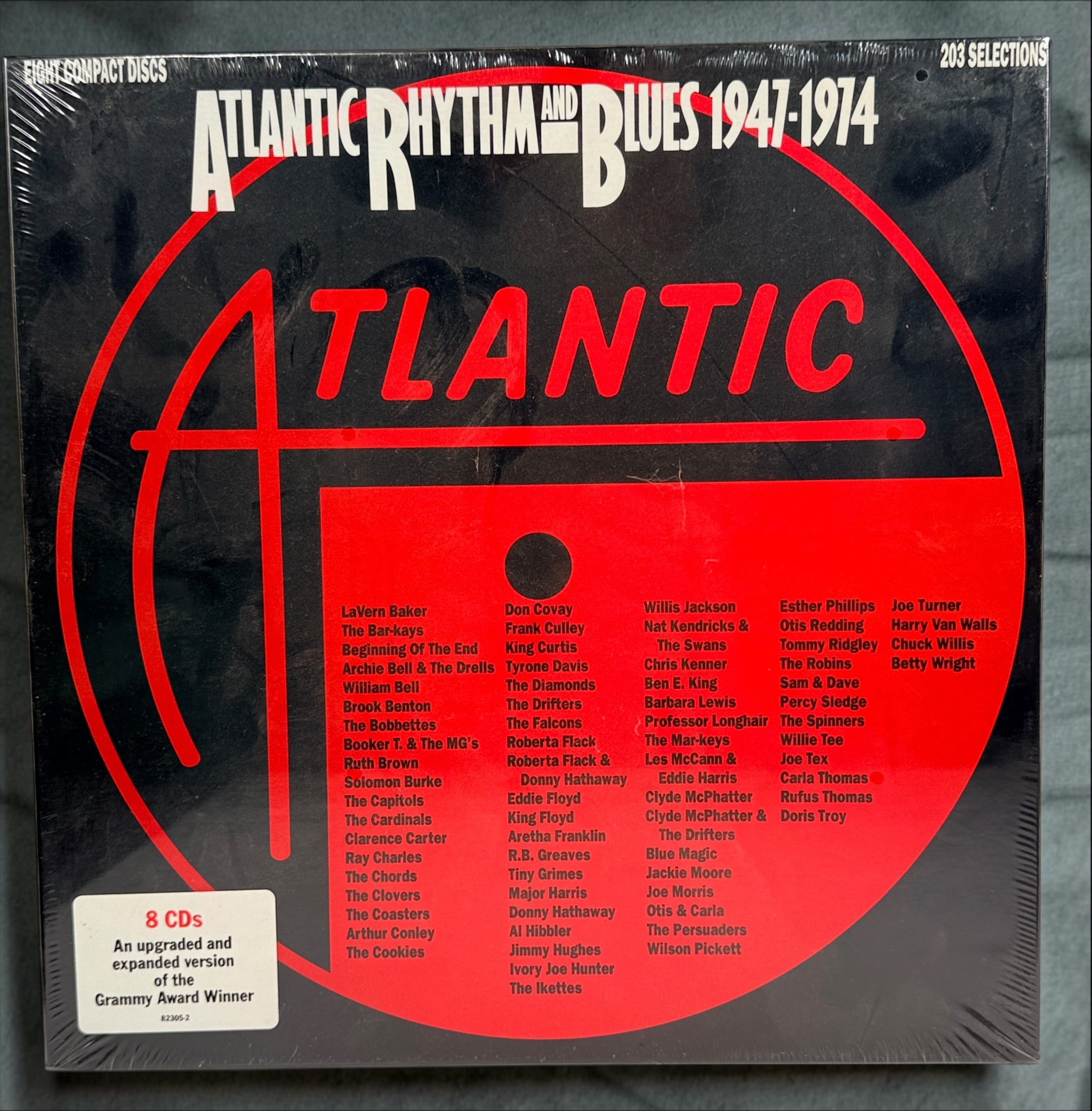 Factory sealed Atlantic Rhythm &amp; Blues 1947–1974 8CD box set featuring 203 classic tracks by Ray Charles, Aretha Franklin, Otis Redding, Wilson Pickett and more.