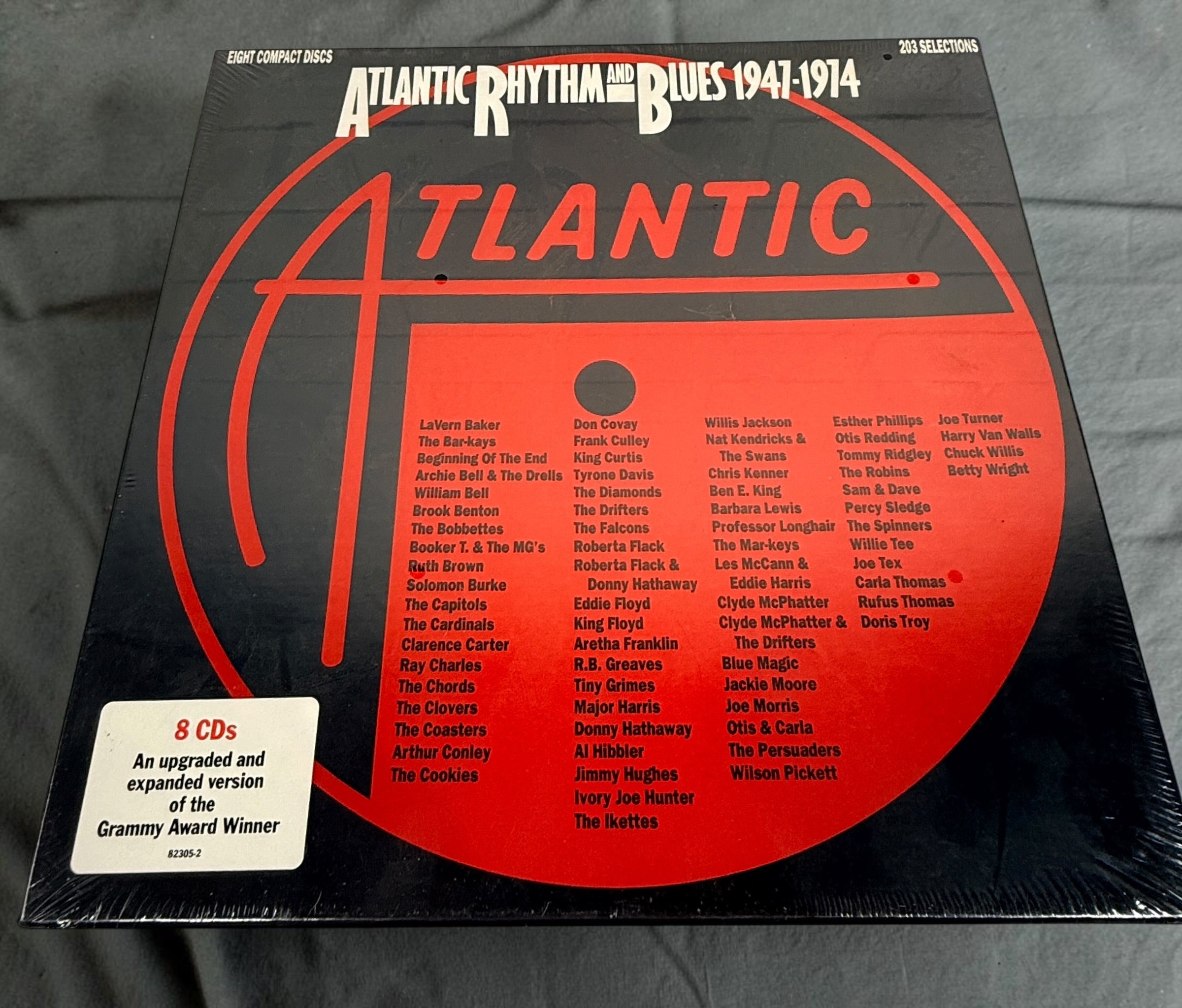 Factory sealed Atlantic Rhythm &amp; Blues 1947–1974 8CD box set featuring 203 classic tracks by Ray Charles, Aretha Franklin, Otis Redding, Wilson Pickett and more.