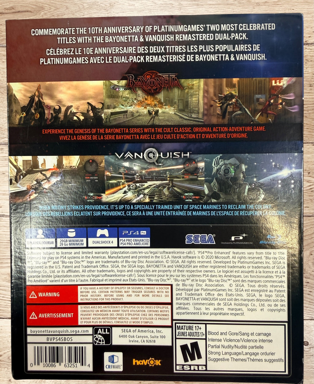 Complete PS4 Bayonetta &amp; Vanquish 10th Anniversary Launch Edition with exclusive SteelBook, slipbox, and game disc. Tested and ready to play.