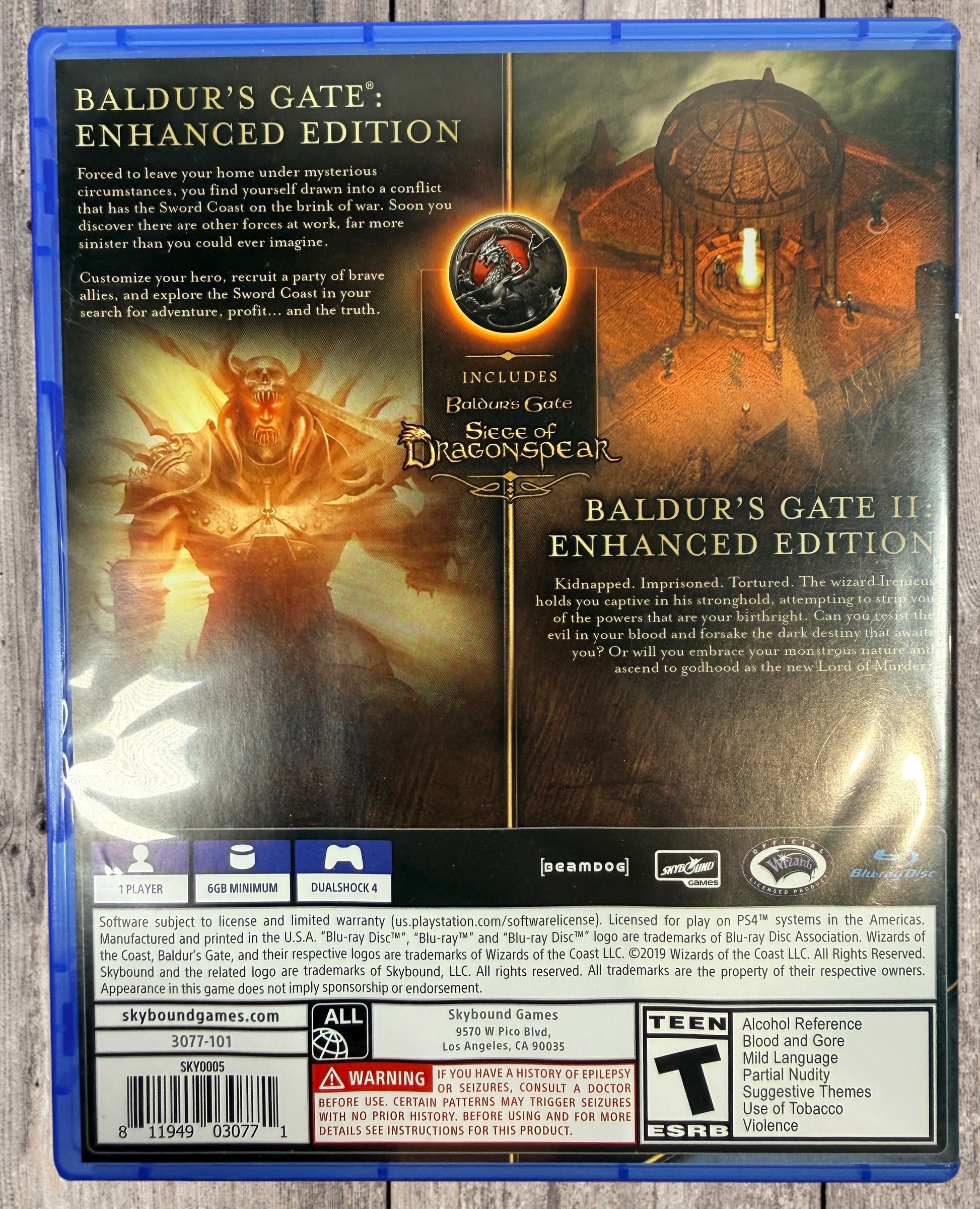 Complete PS4 copy of Baldur’s Gate I &amp; II Enhanced Edition including Siege of Dragonspear. Original case and disc in very good pre-owned condition.