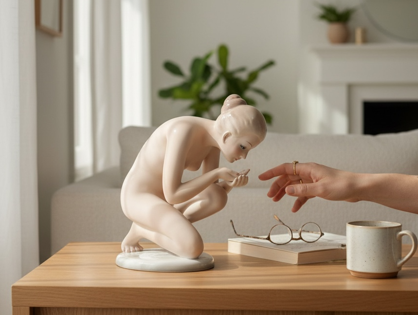 Authentic Herend Hungary porcelain figurine, model 858 “Water Girl.” Hand-painted, excellent condition. A refined collectible for porcelain art lovers.