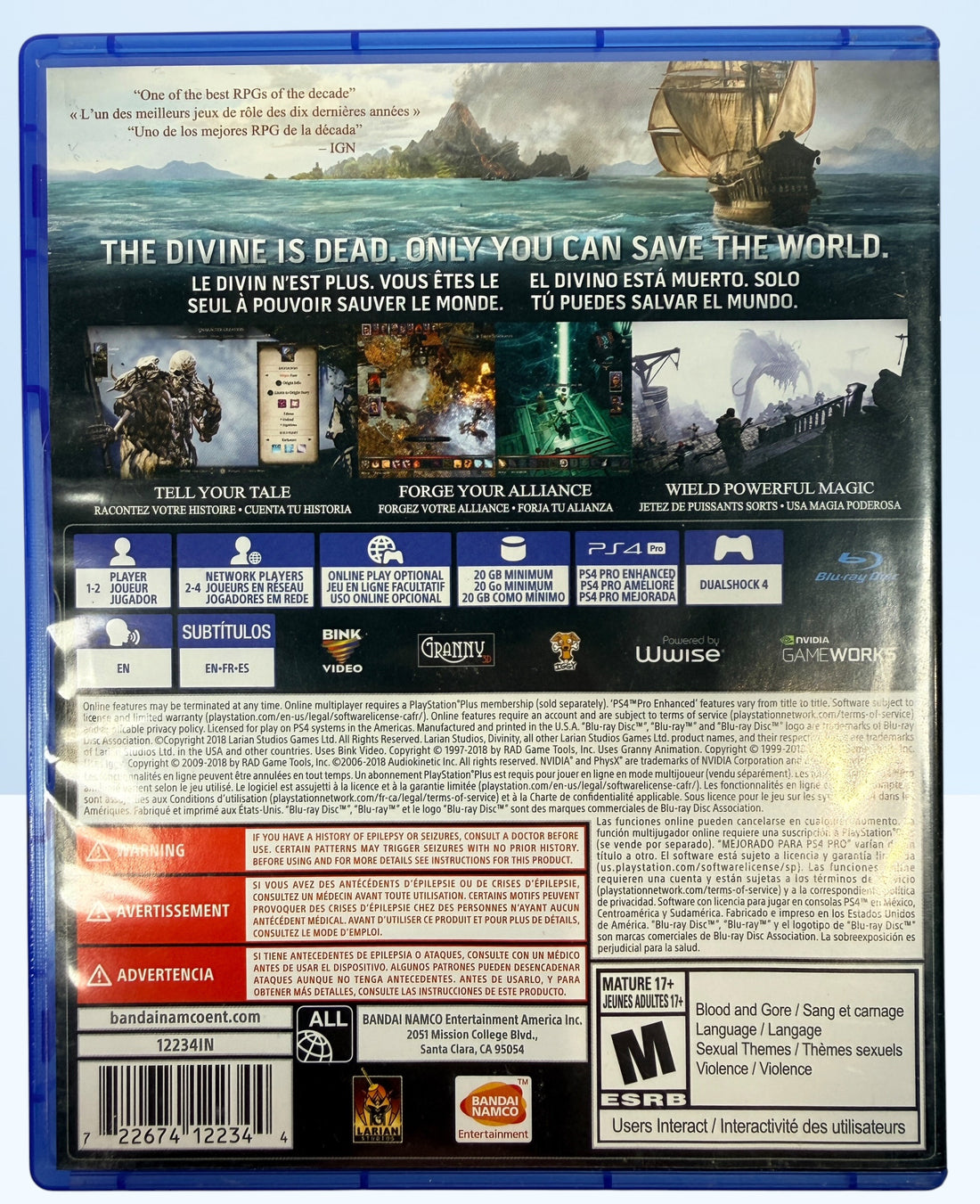 Complete PS4 copy of Divinity: Original Sin II Definitive Edition. Includes original case, artwork, and tested game disc. Award-winning tactical RPG by Larian Studios.