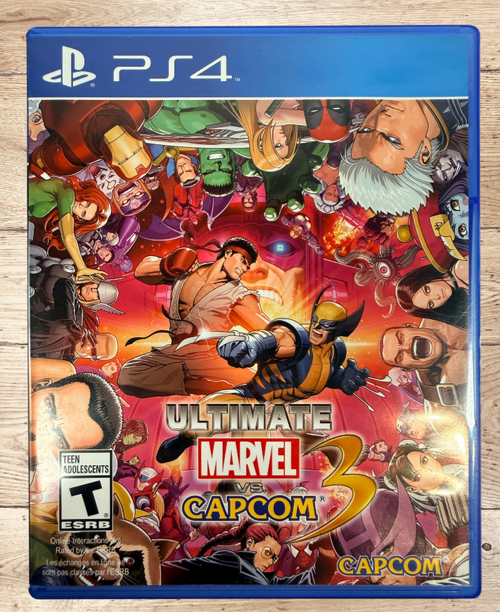 Complete PS4 copy of Ultimate Marvel vs. Capcom 3. Includes original case, manual, and tested game disc. Canadian bilingual edition in very good condition.