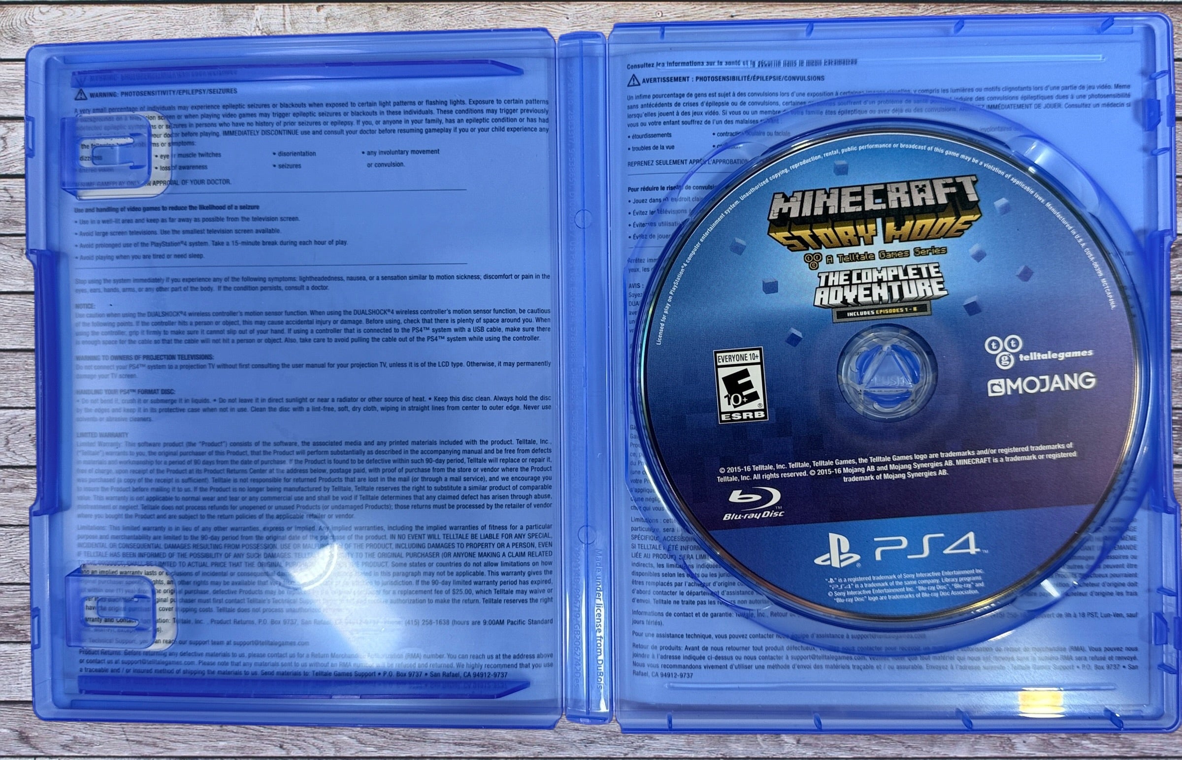 Complete PS4 copy of Minecraft Story Mode: The Complete Adventure. Includes all 8 episodes, original case, bilingual artwork, and tested game disc.