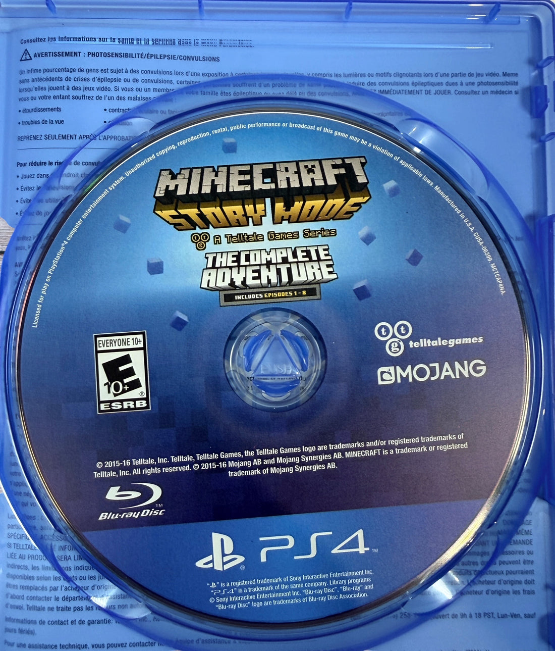 Complete PS4 copy of Minecraft Story Mode: The Complete Adventure. Includes all 8 episodes, original case, bilingual artwork, and tested game disc.