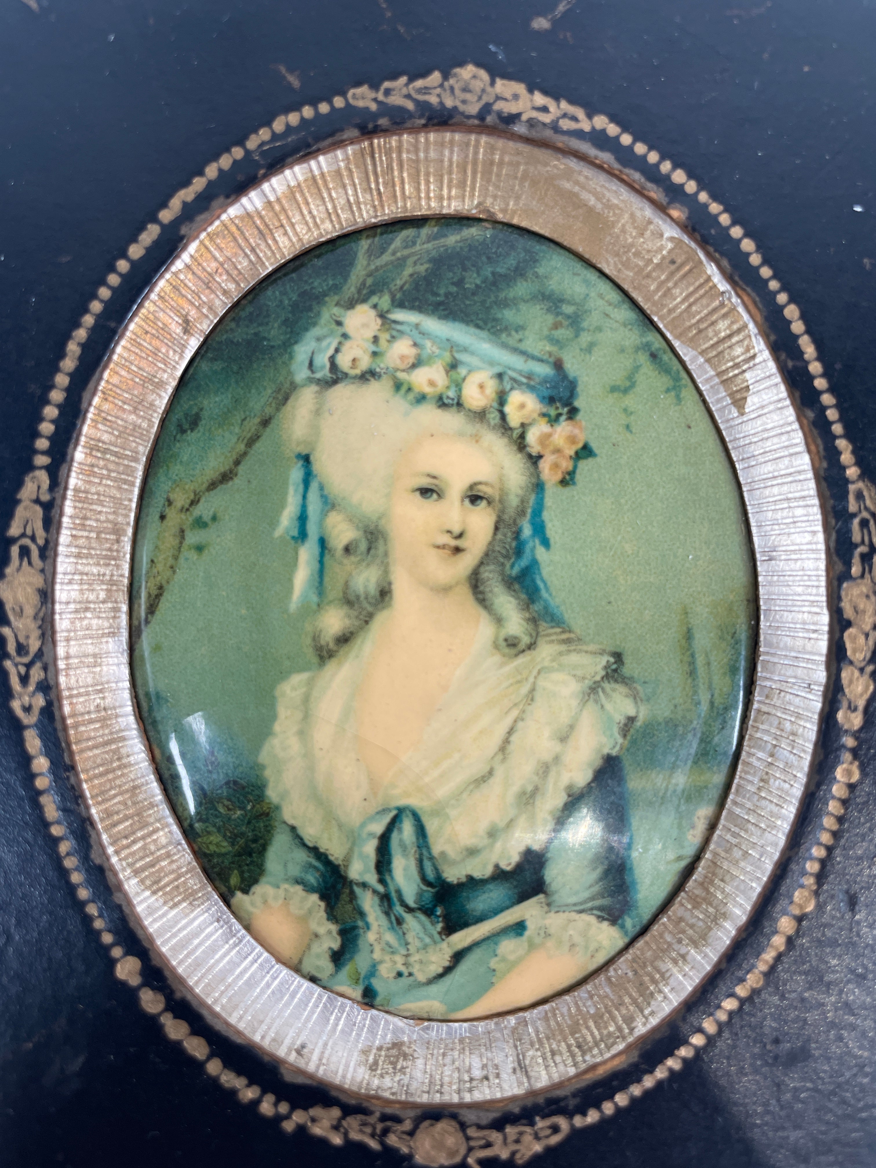 Vintage Miniature Portrait Plaque – Madame de Lamballe after Vigée Le Brun