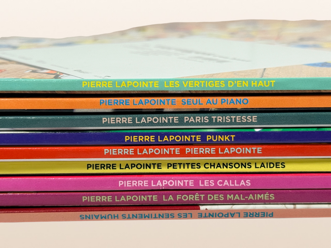 Complete Pierre Lapointe deluxe 9 LP vinyl box set with original slipcase, including the rare white vinyl edition of&nbsp;Petites Chansons Laides. Collectible Canadian release