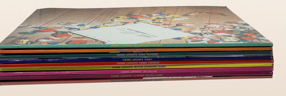 Complete Pierre Lapointe deluxe 9 LP vinyl box set with original slipcase, including the rare white vinyl edition of&nbsp;Petites Chansons Laides. Collectible Canadian release