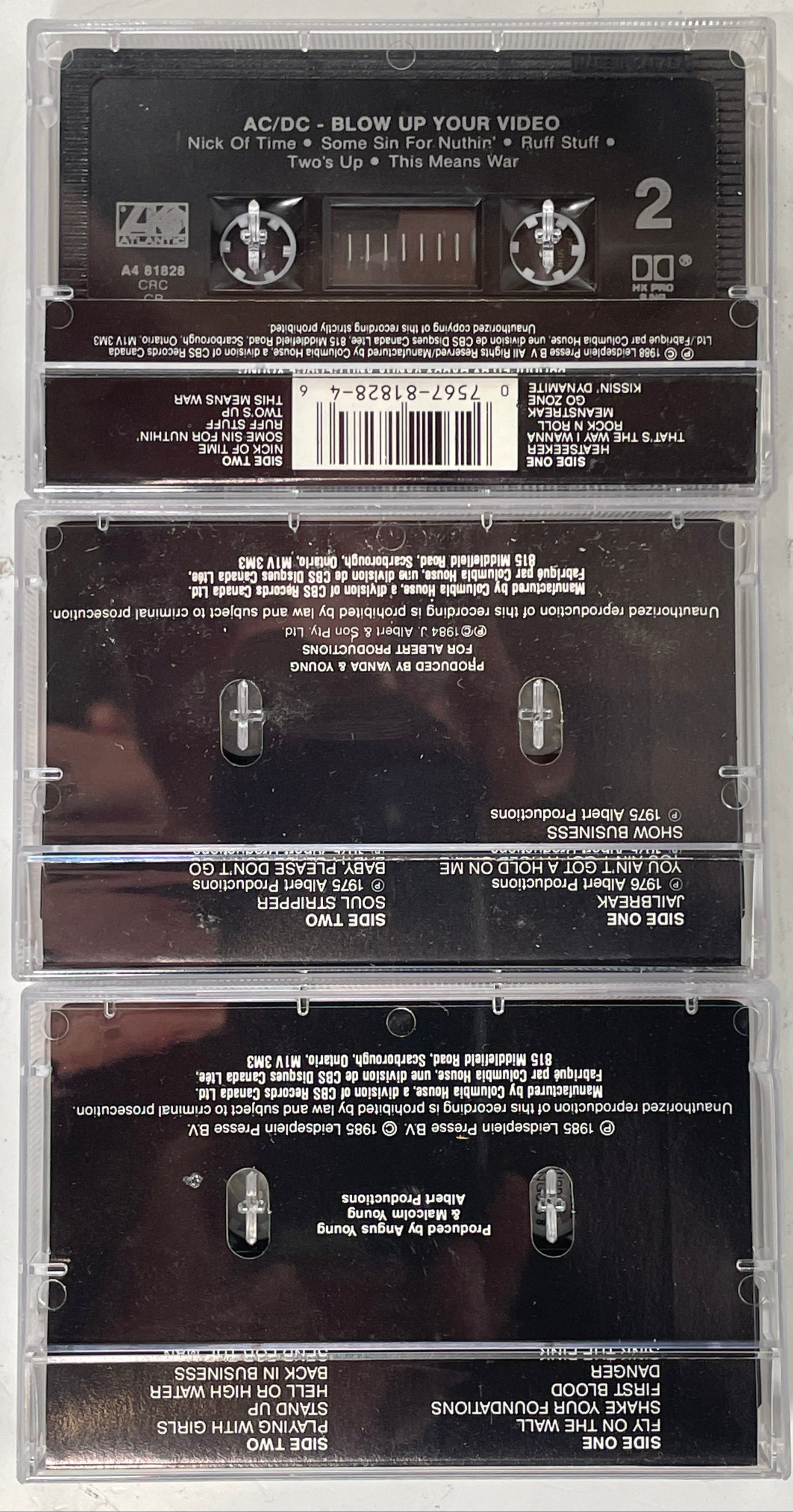 Lot de 3 cassettes AC/DC – Jailbreak '74, Fly on the Wall, Blow Up