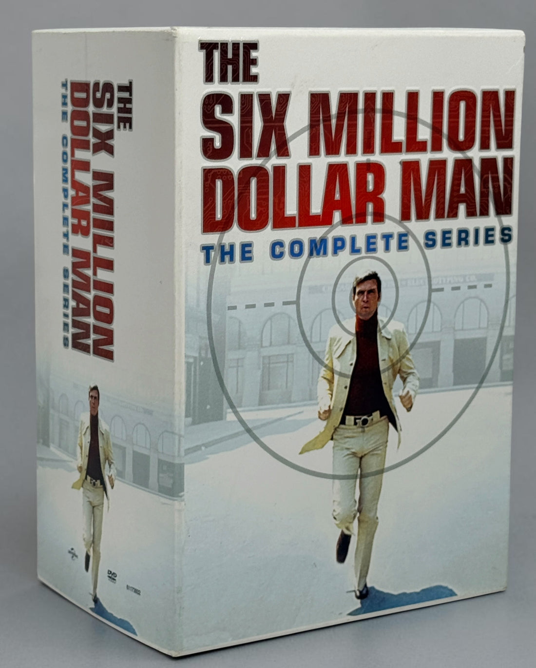 Complete The Six Million Dollar Man DVD box set featuring all five seasons, pilot TV movies, reunion films, 33 discs, and original collector slipcase. Classic sci-fi TV.