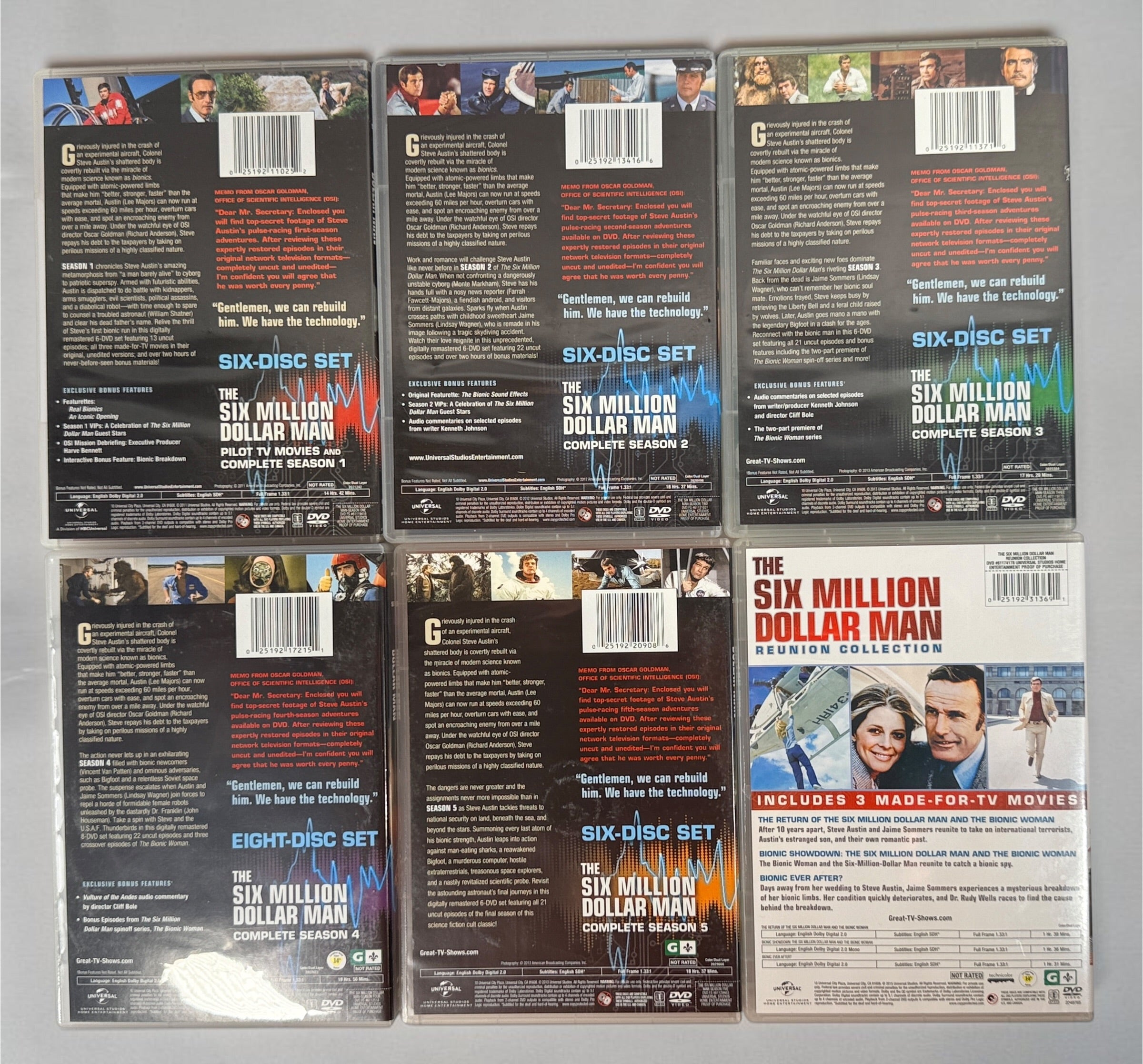 The Six Million Dollar Man, Complete Series, DVD Box Set. 33 Discs