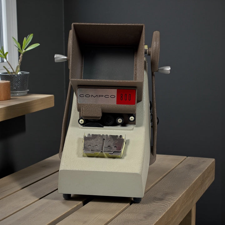 Vintage Compco 800-8M microfilm reader, fully working with lens and carrier. Durable industrial archival viewer. USA-made. Ships safely.