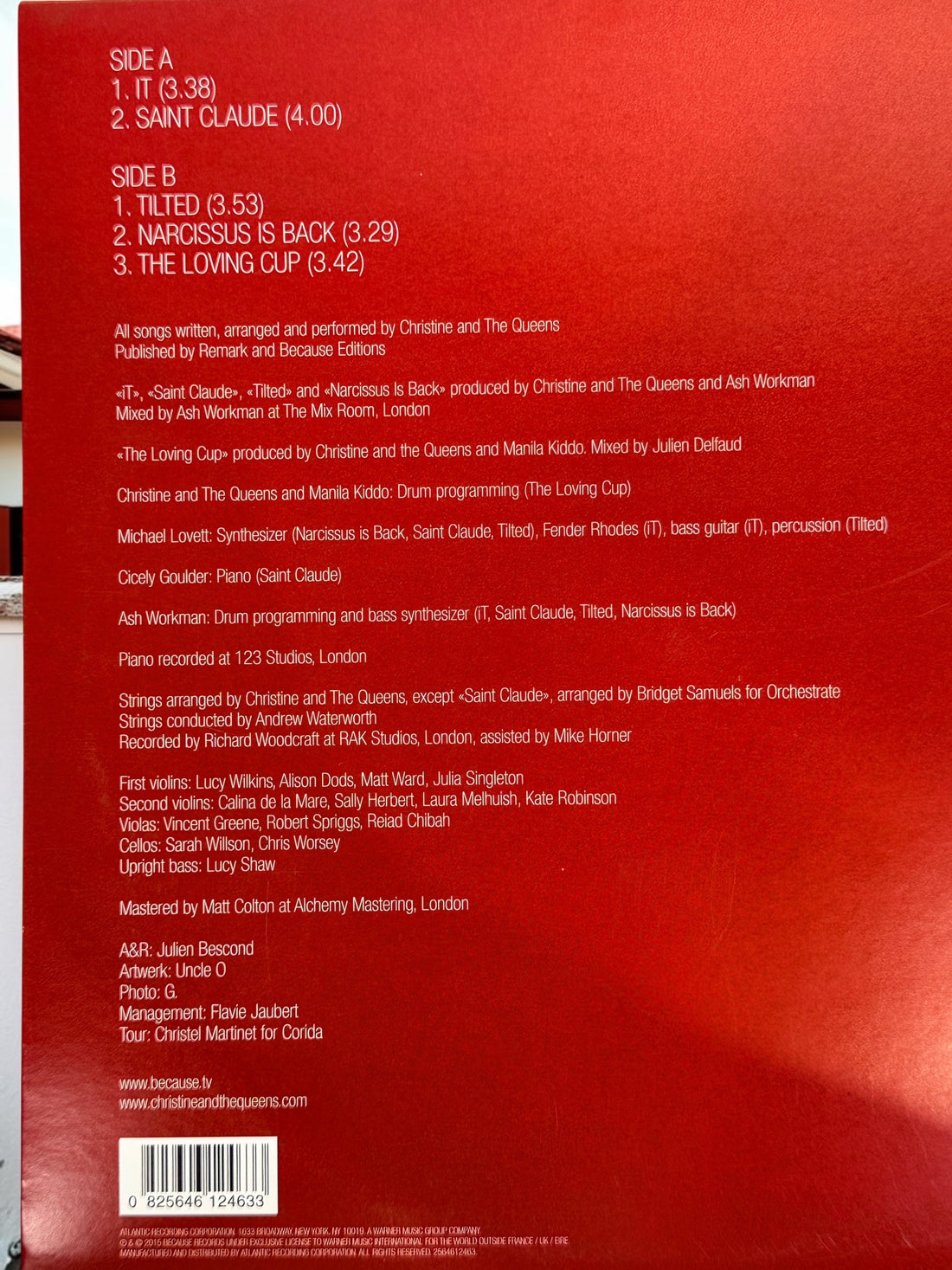 Rare 2015 Christine and the Queens Saint Claude EP on translucent red vinyl. Includes original sleeve and five-track 12-inch record in very good condition.