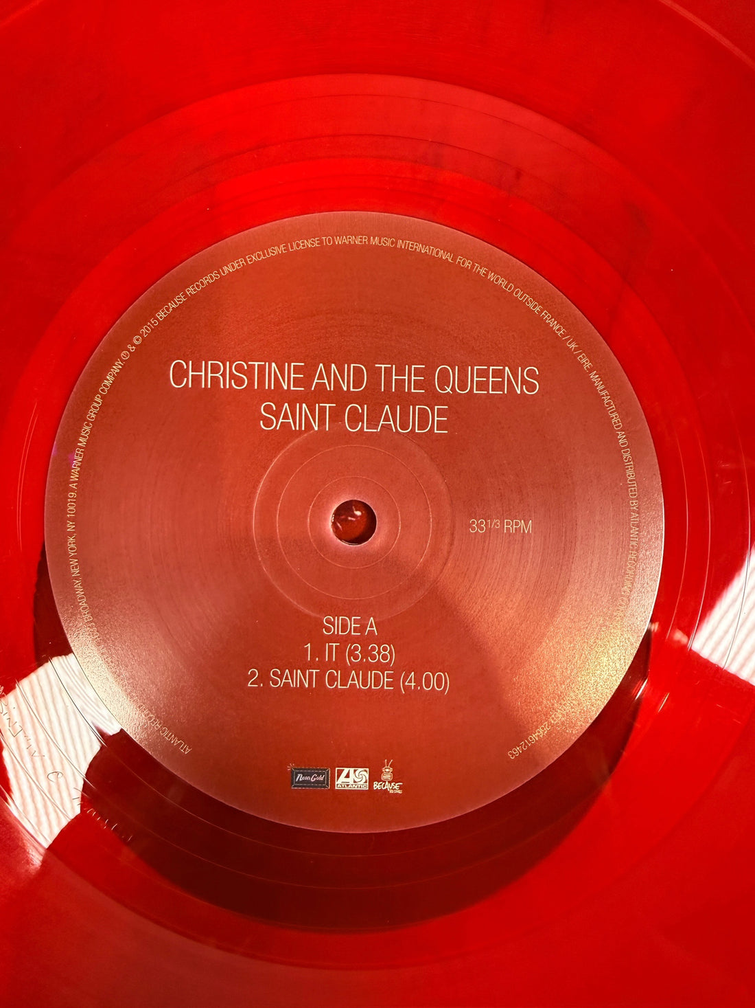 Rare 2015 Christine and the Queens Saint Claude EP on translucent red vinyl. Includes original sleeve and five-track 12-inch record in very good condition.