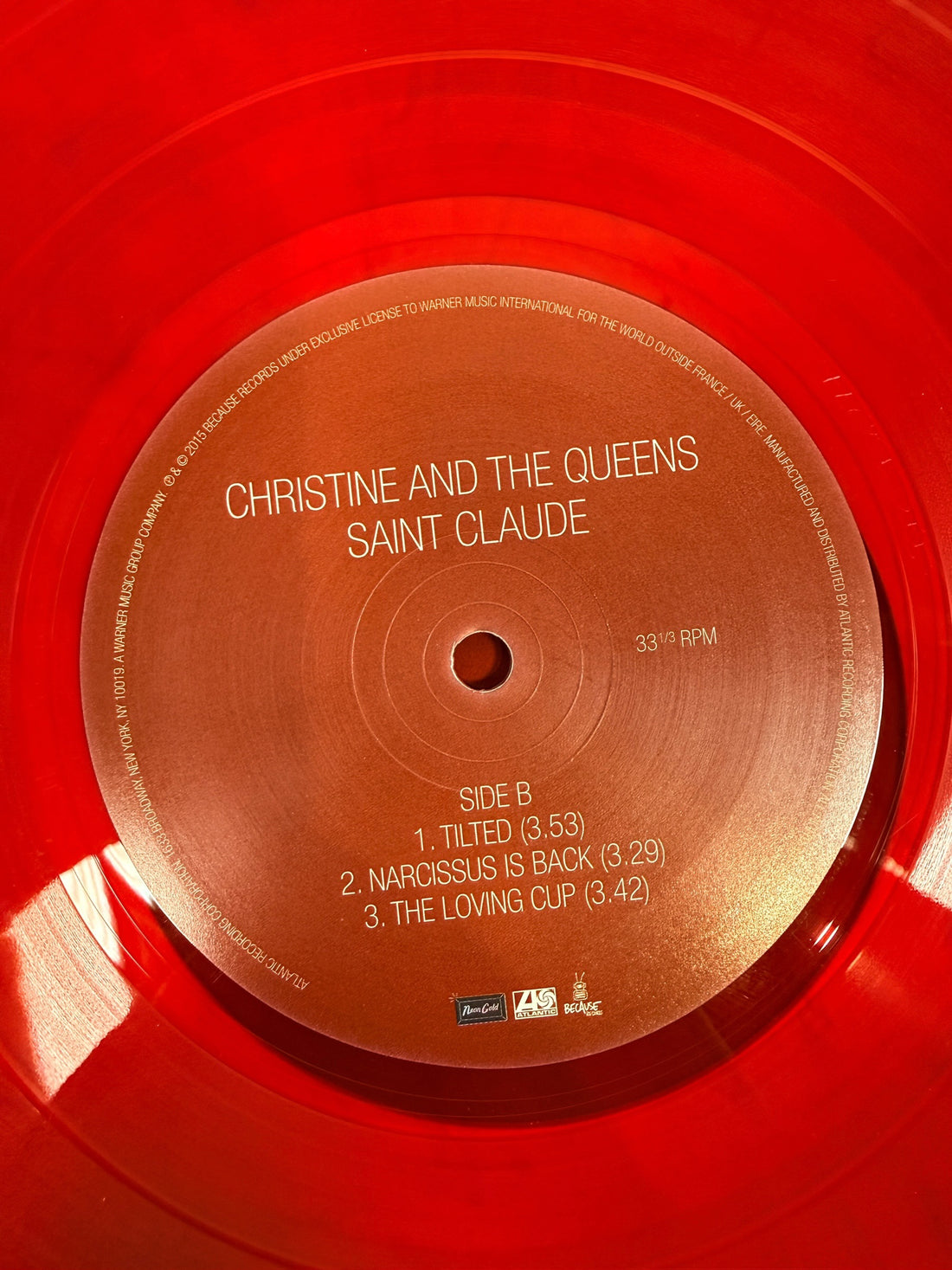 Rare 2015 Christine and the Queens Saint Claude EP on translucent red vinyl. Includes original sleeve and five-track 12-inch record in very good condition.