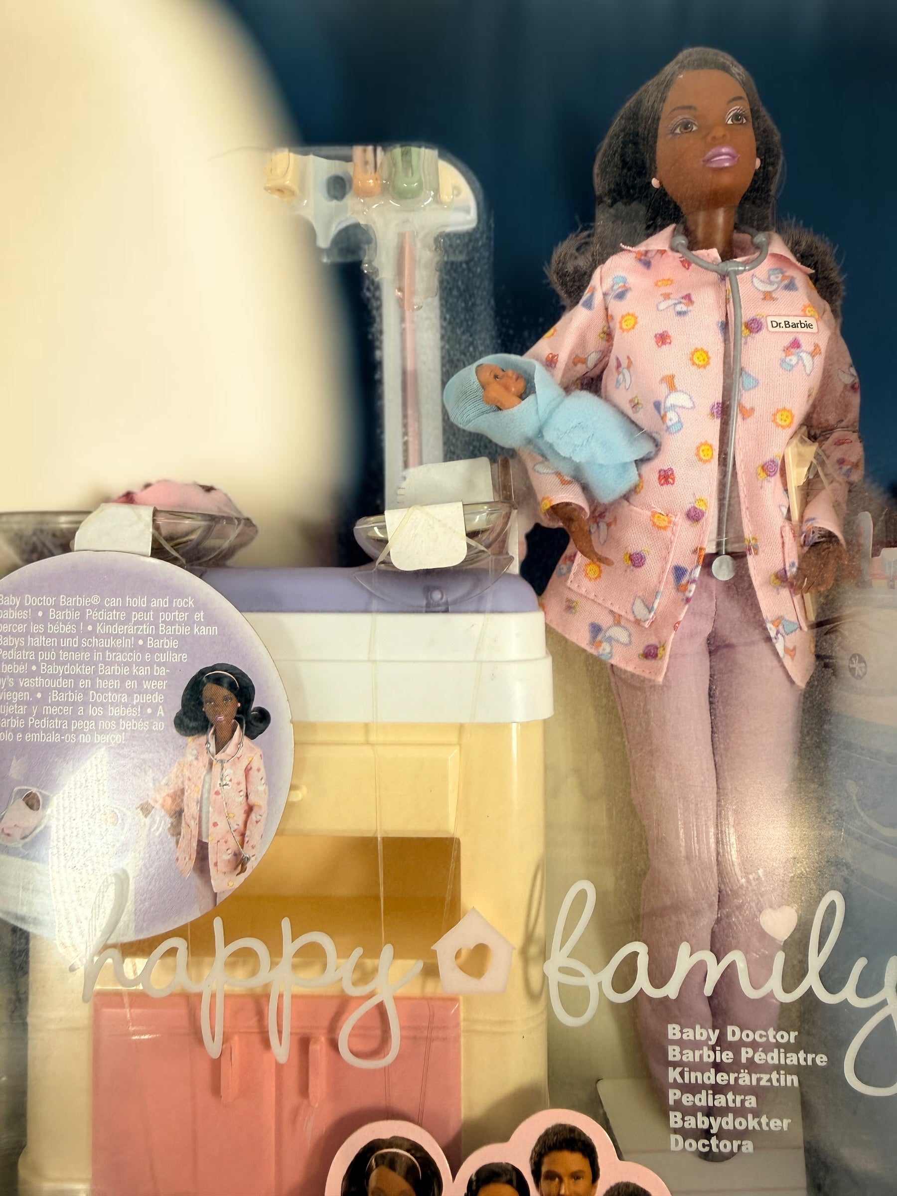 Original 2002 Mattel Barbie Happy Family Baby Doctor #56727 African American doll. New in box with twins, nursery station and accessories. Rare collectible.