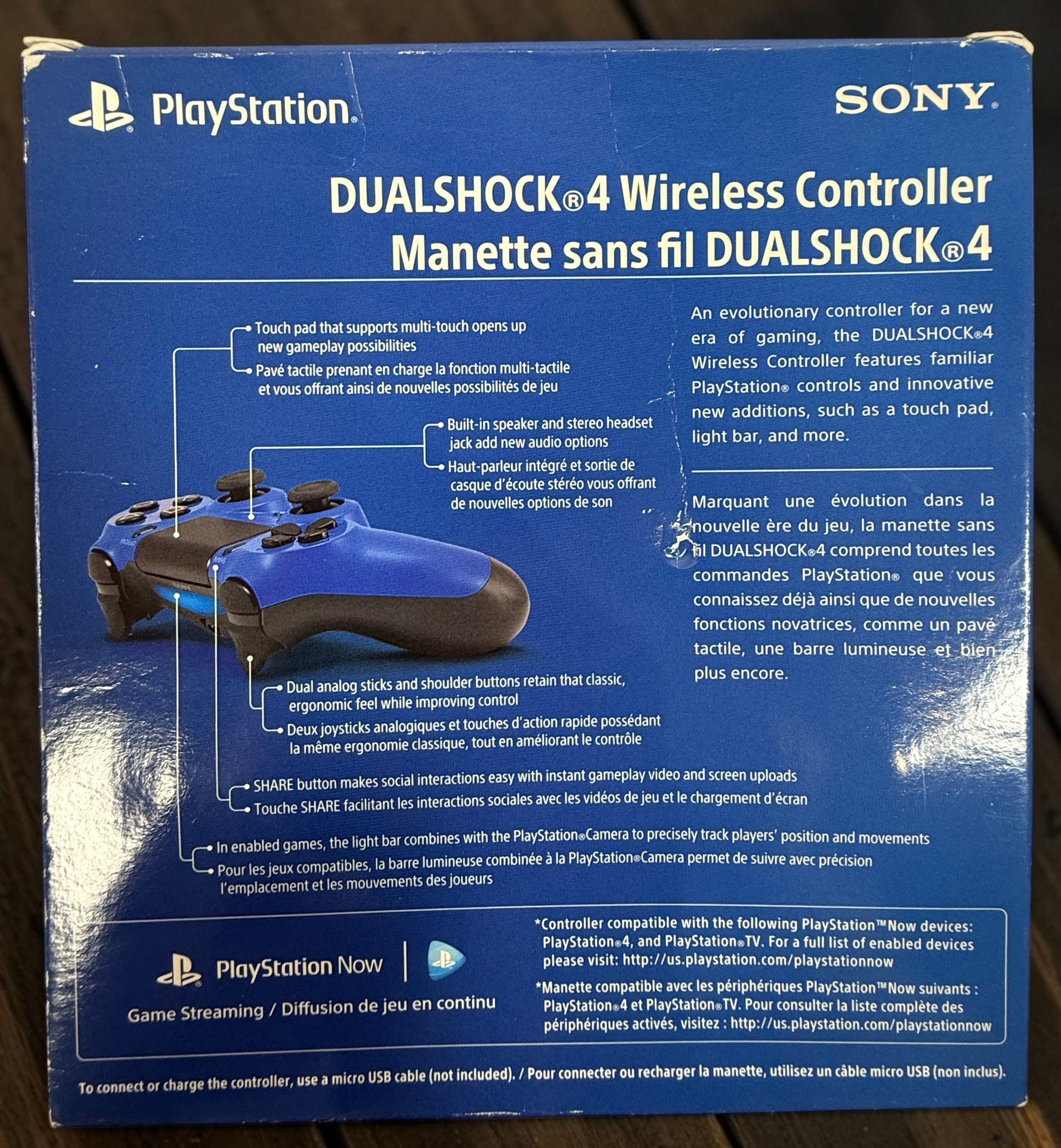 Authentic Sony DualShock 4 Wave Blue wireless controller for PS4. Complete in box with original packaging and manual. Tested OEM controller in excellent condition.