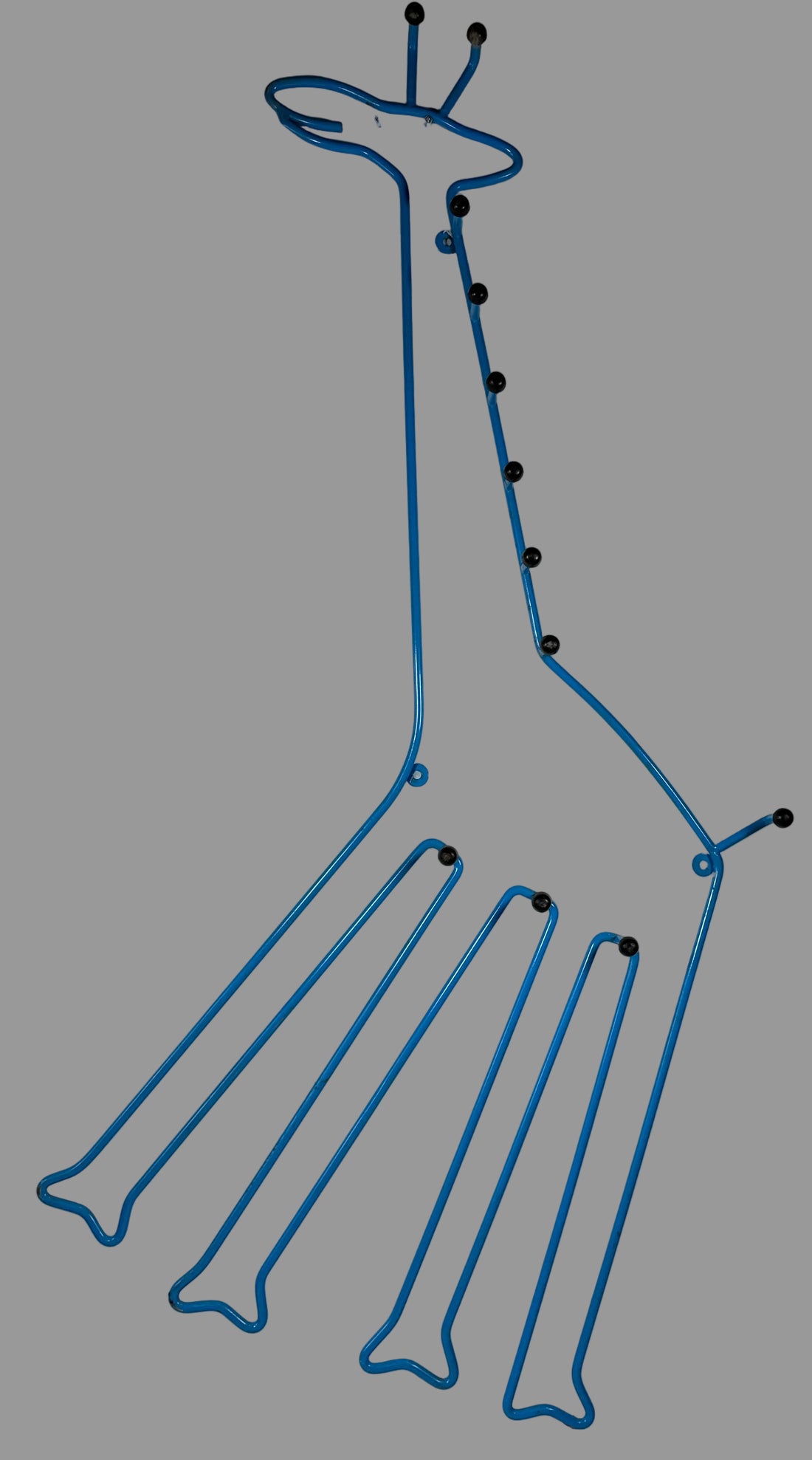 Vintage IKEA SPRALLIG blue metal giraffe wall coat rack from the 1990s. Fun décor piece, sturdy design, collectible. Ships from Canada.