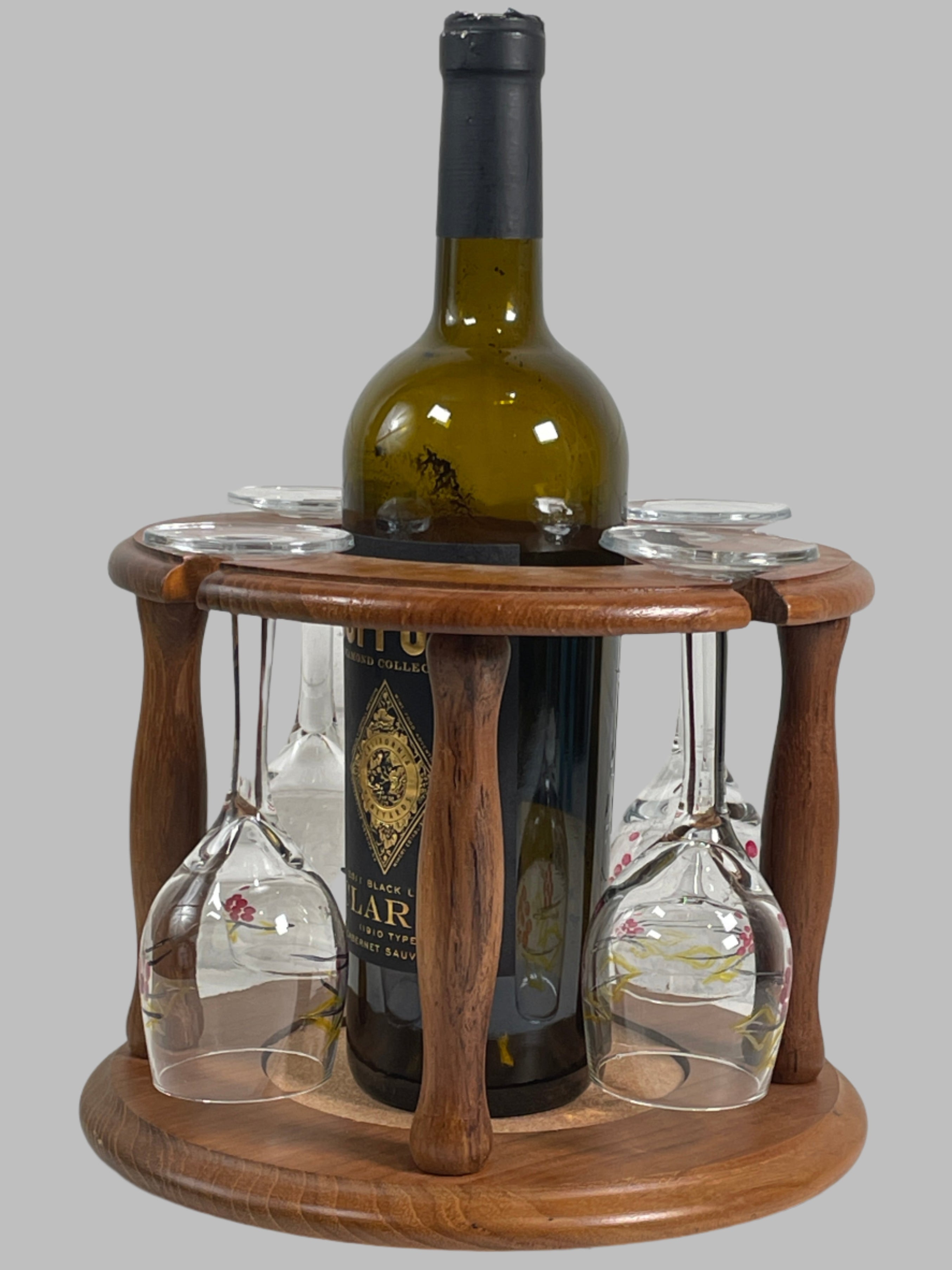 1970s Giftcraft Teak Dolphin Wine Rack – Thai Hand-Carved MCM