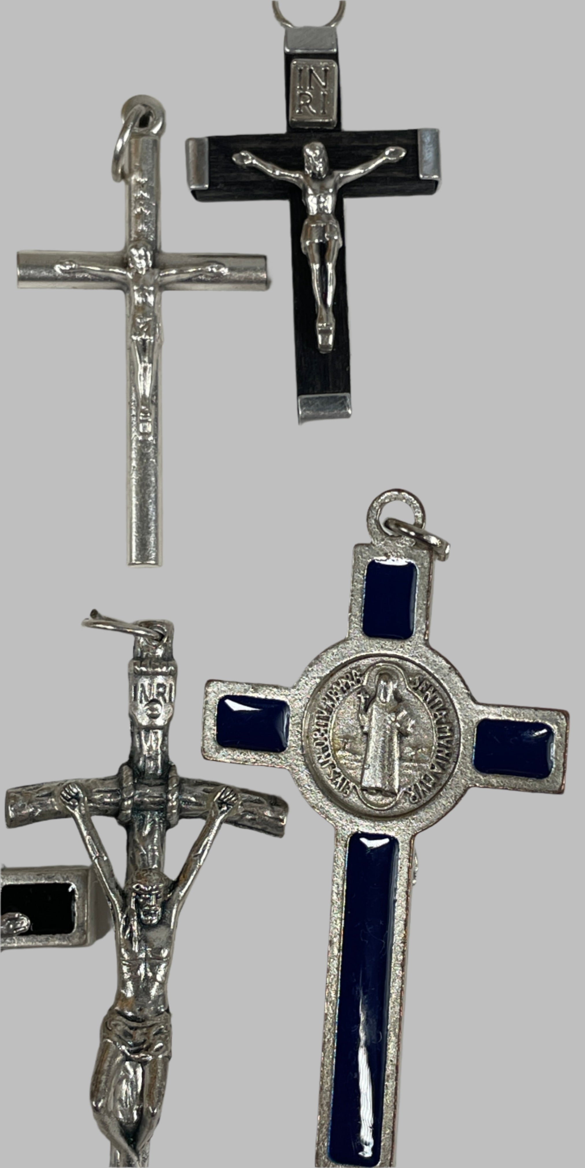 Lot of 9 Crucifix Pendants – Saint Benedict & Enamel Crosses