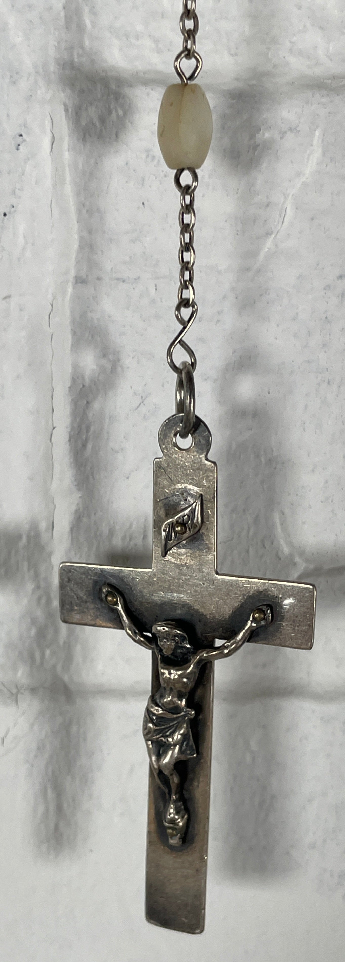 1904 French Rosary – Nacre Beads & Engraved Crucifix