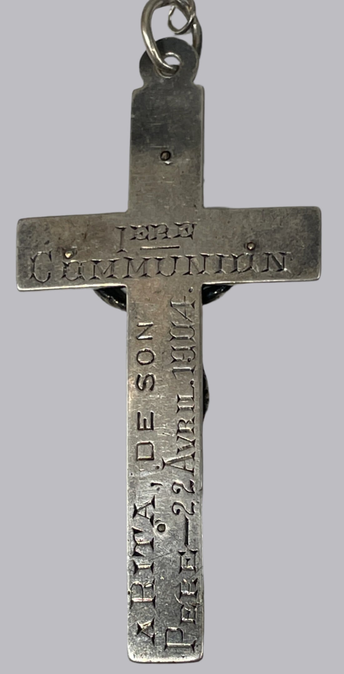 1904 French Rosary – Nacre Beads & Engraved Crucifix