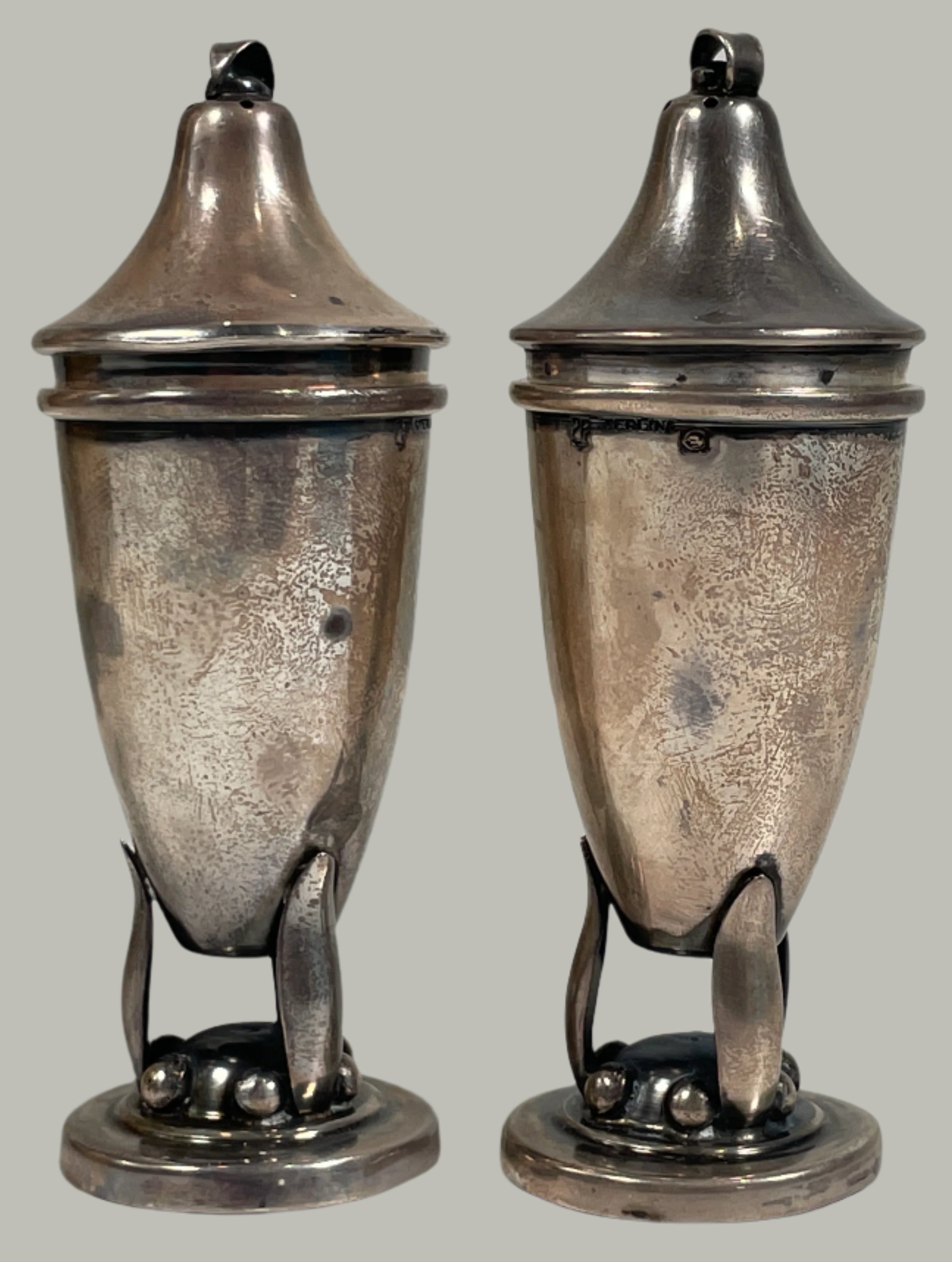 Vintage 1940s Sterling Salt & Pepper Shakers – Atomic Age Design