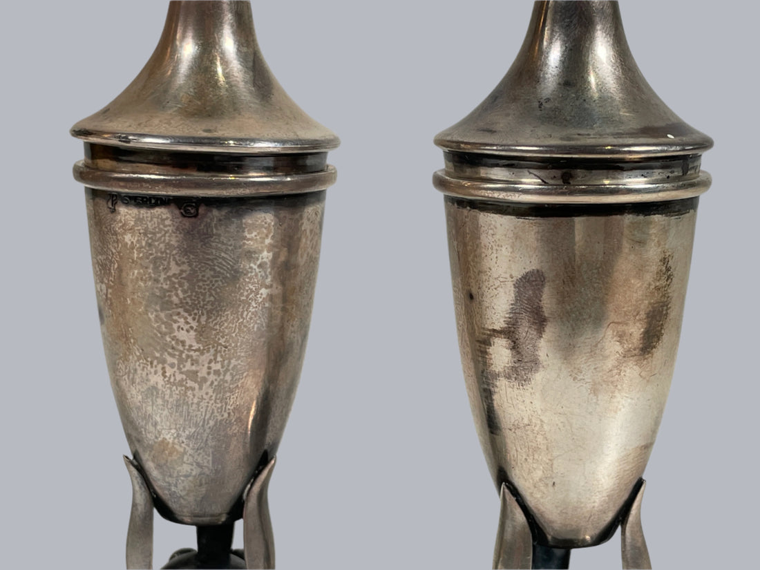 Vintage 1940s Sterling Salt & Pepper Shakers – Atomic Age Design