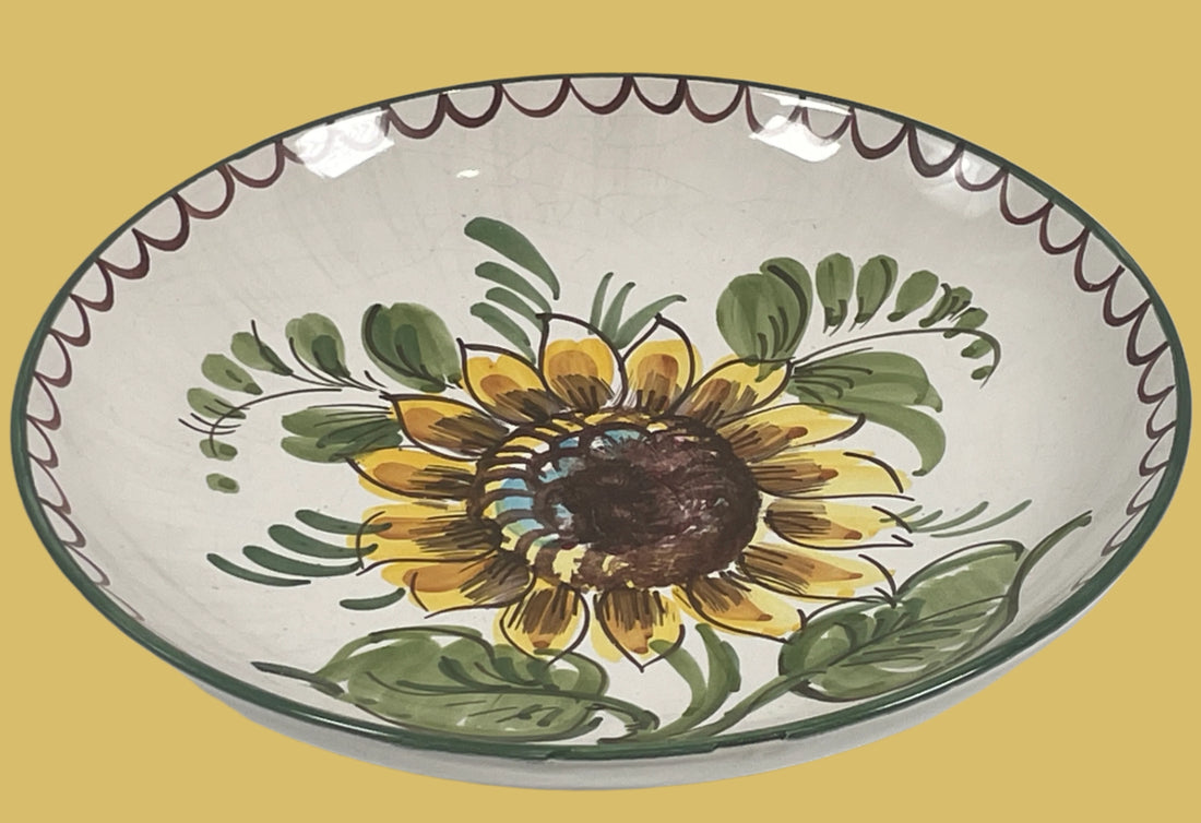 Bol vintage en céramique Ulmer – Motif tournesol peint à la main