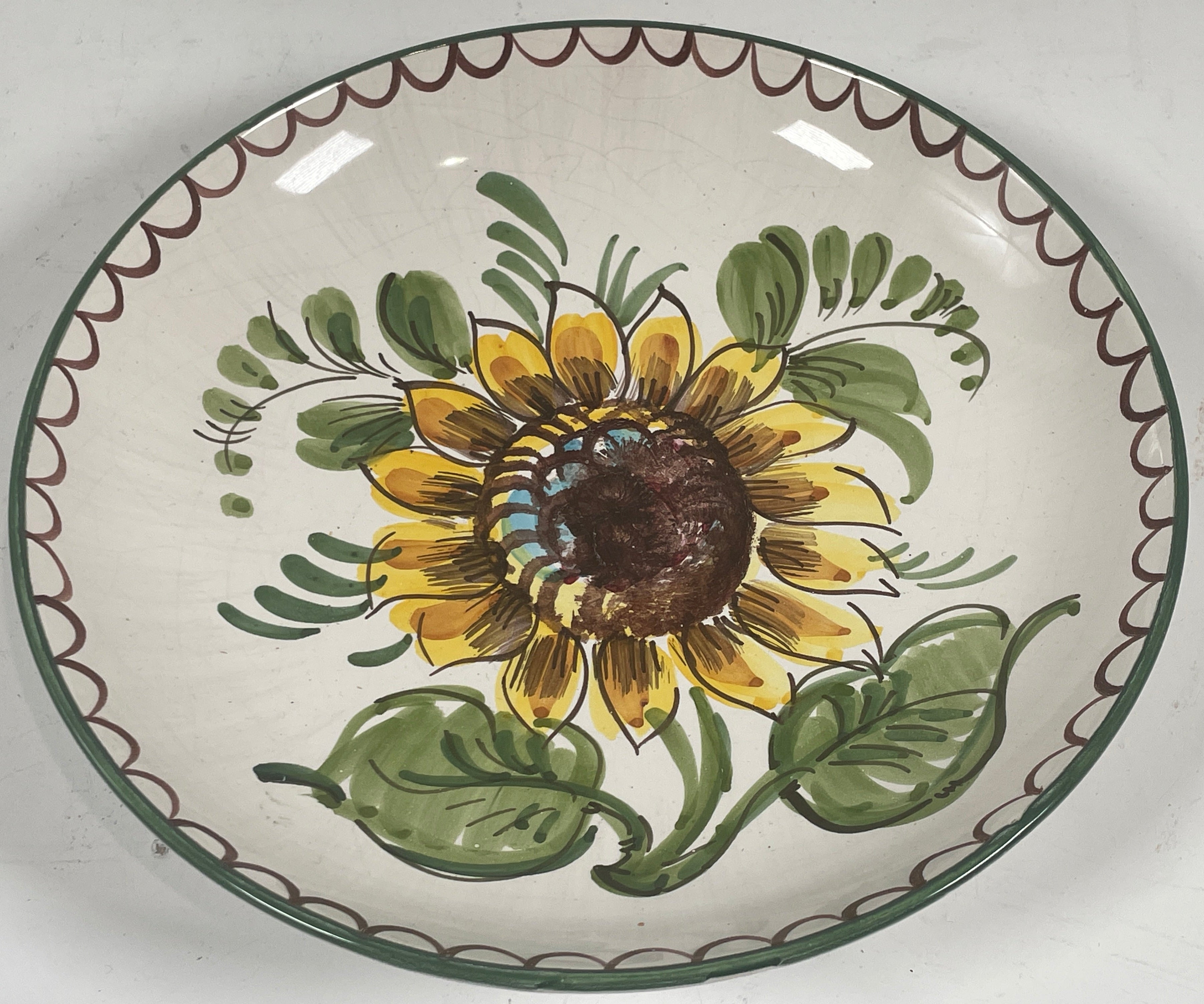 Bol vintage en céramique Ulmer – Motif tournesol peint à la main