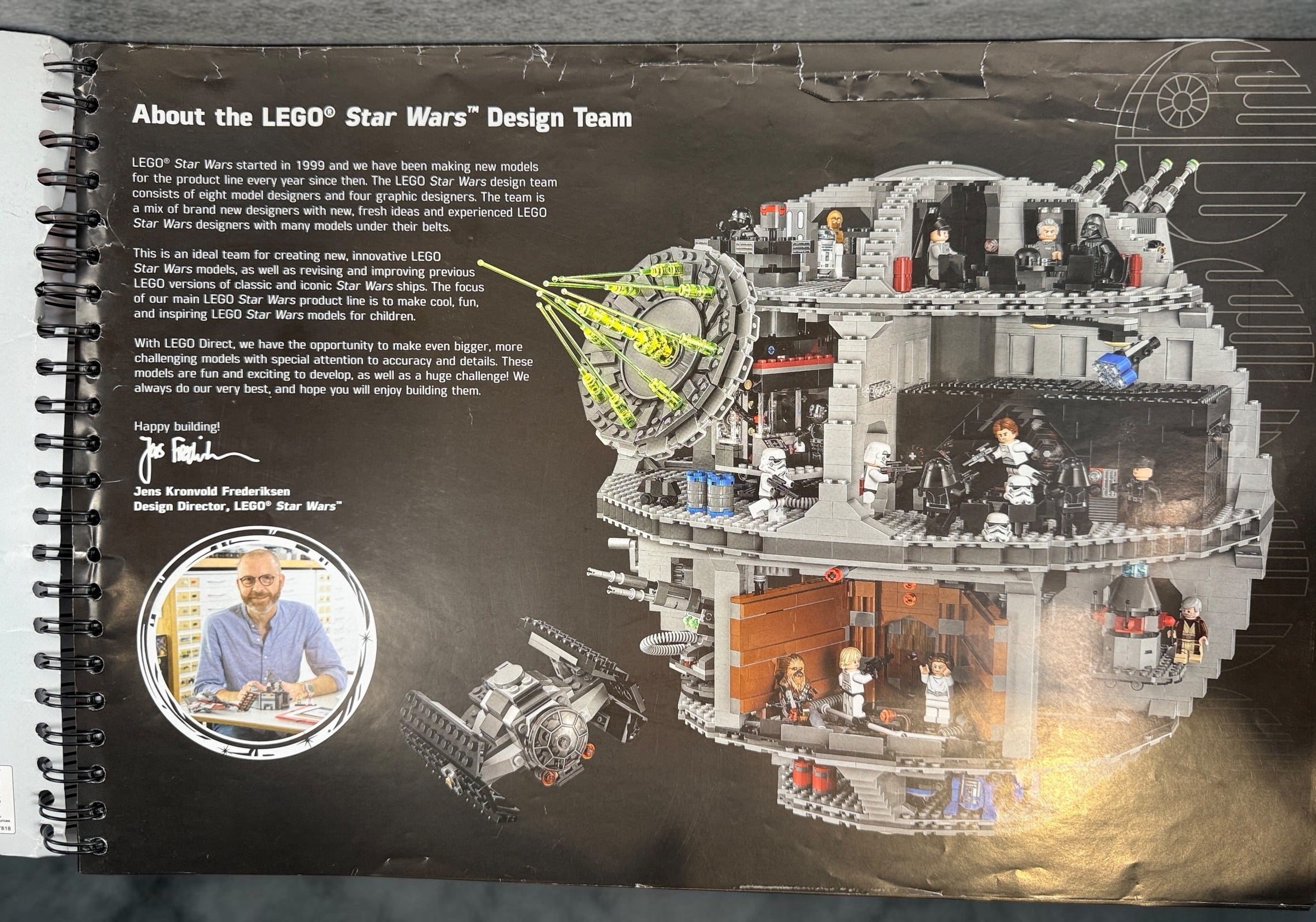 Original LEGO Star Wars 75159 Death Star spiral-bound instruction manual from 2016. Genuine replacement building instructions. Manual only, pre-owned.