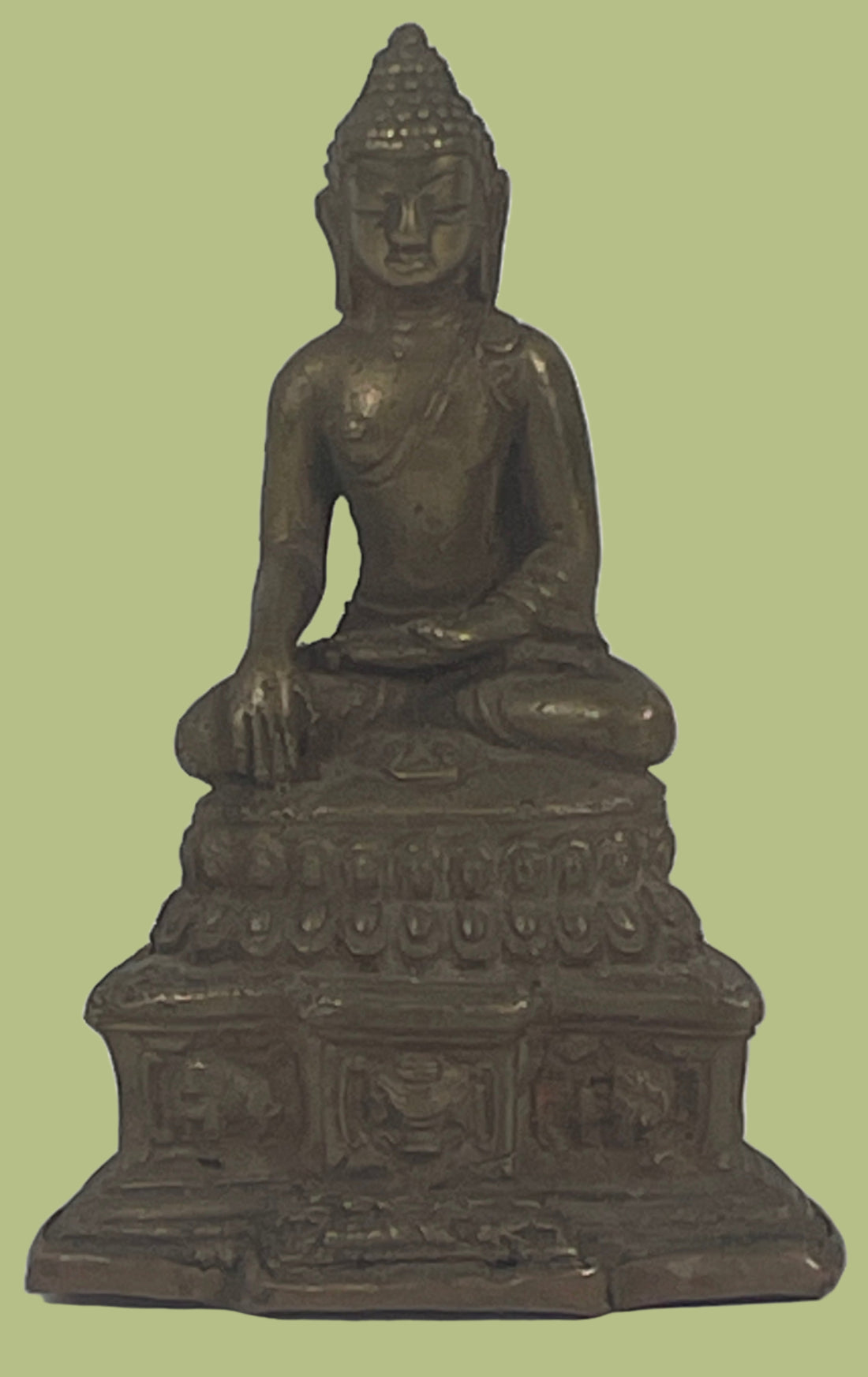 Vintage Brass Seated Buddha – 4.75” Tibetan Mandala Base,