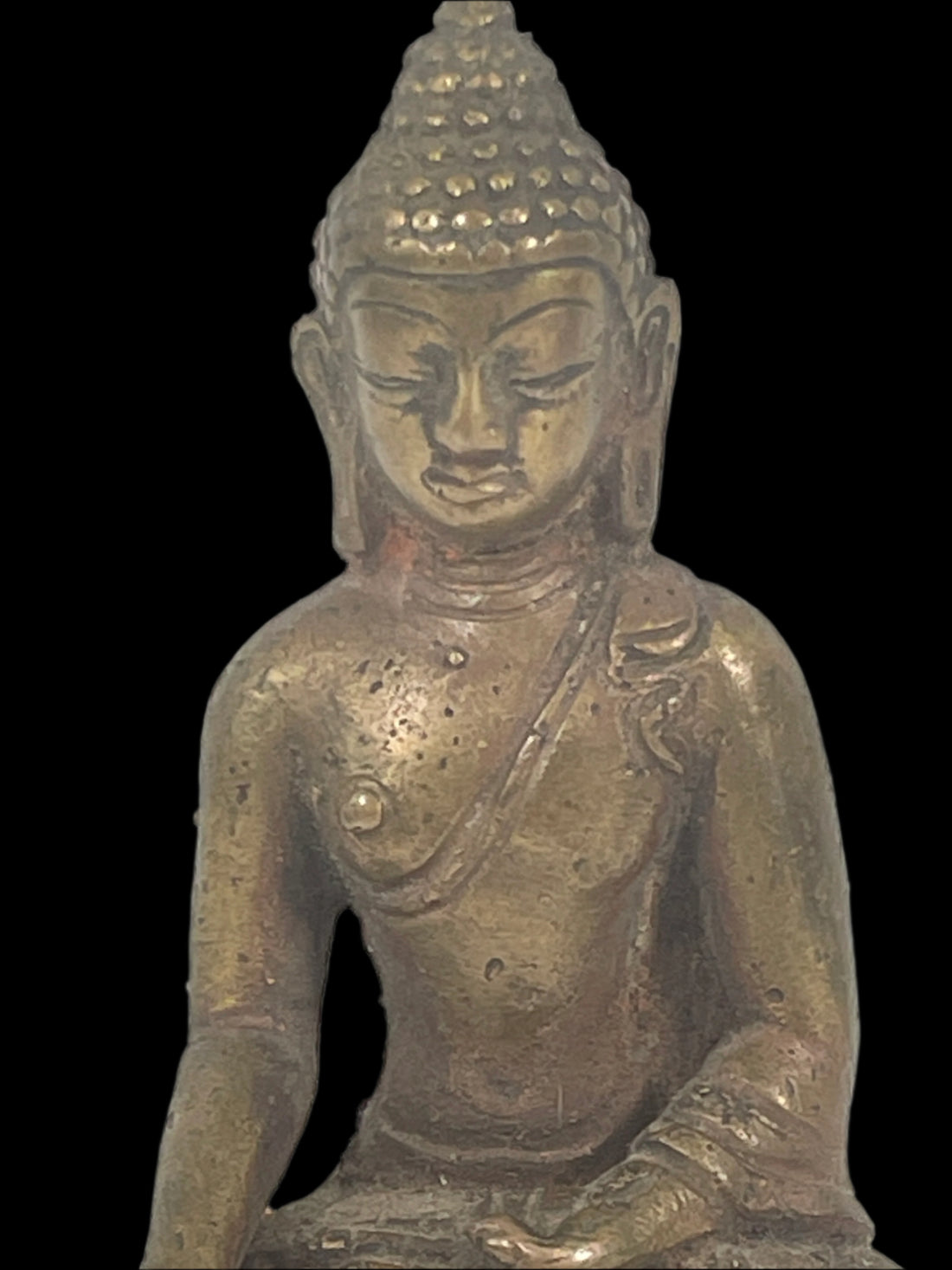 Vintage Brass Seated Buddha – 4.75” Tibetan Mandala Base,