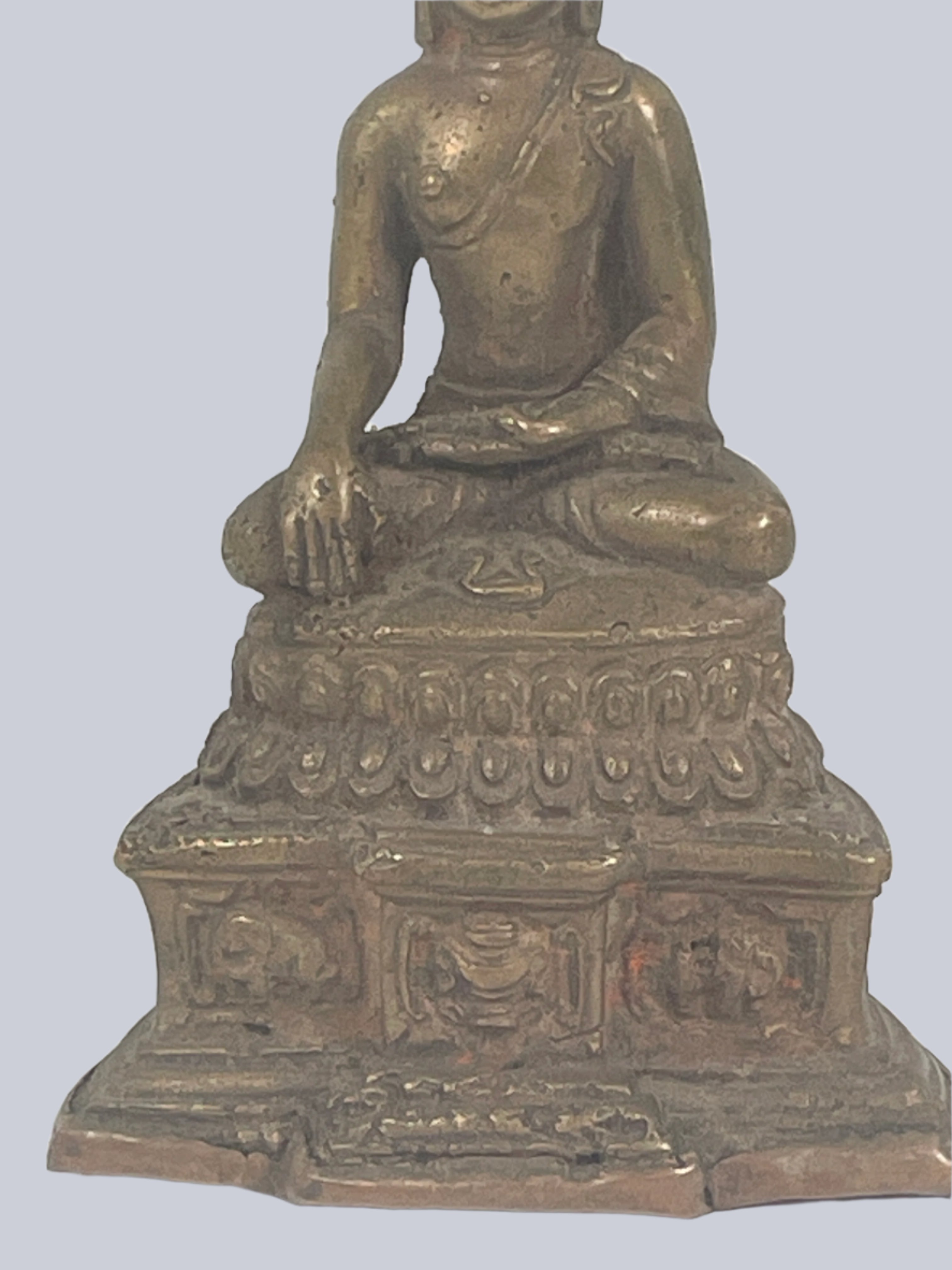 Vintage Brass Seated Buddha – 4.75” Tibetan Mandala Base,