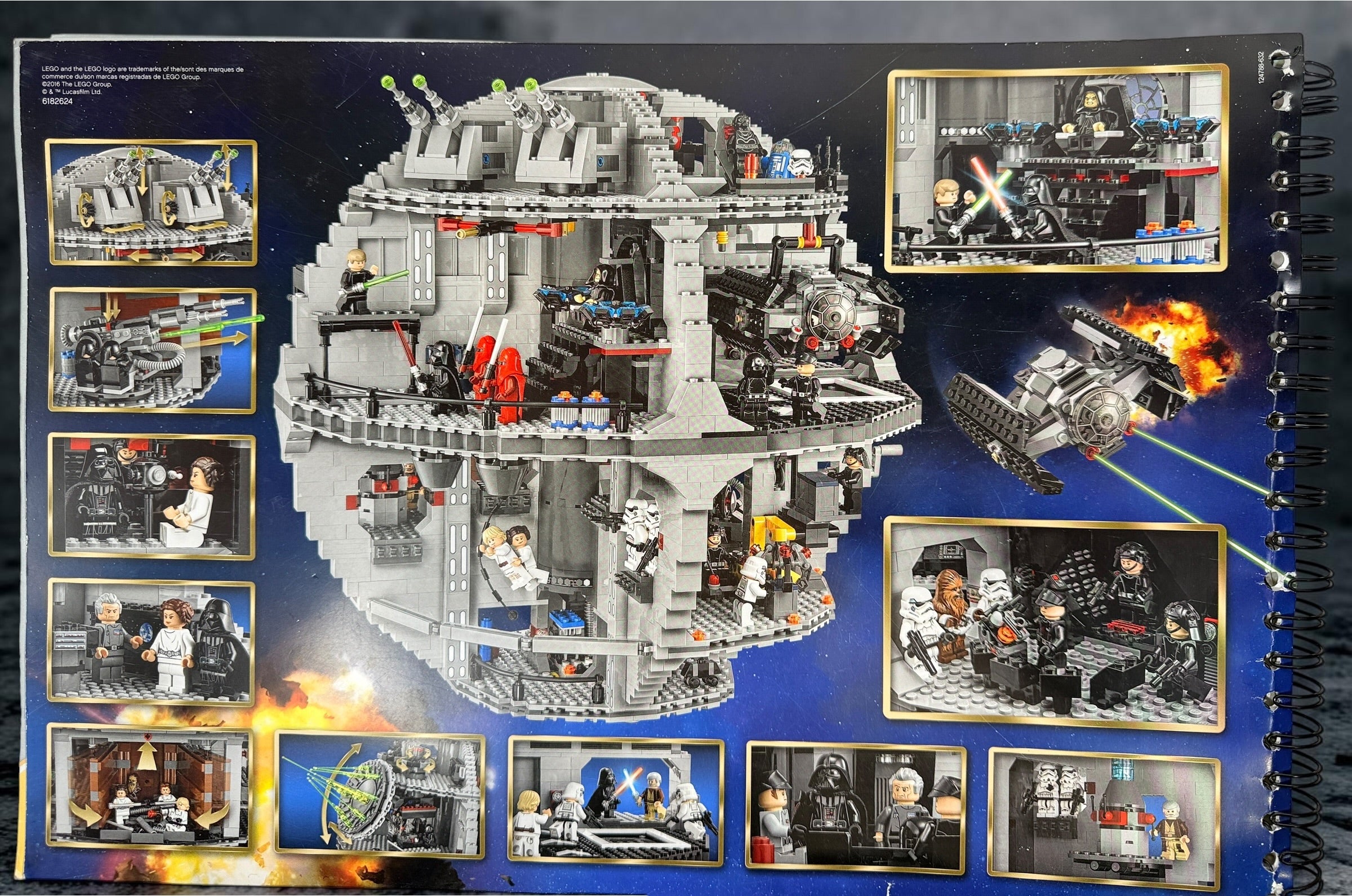Original LEGO Star Wars 75159 Death Star spiral-bound instruction manual from 2016. Genuine replacement building instructions. Manual only, pre-owned.