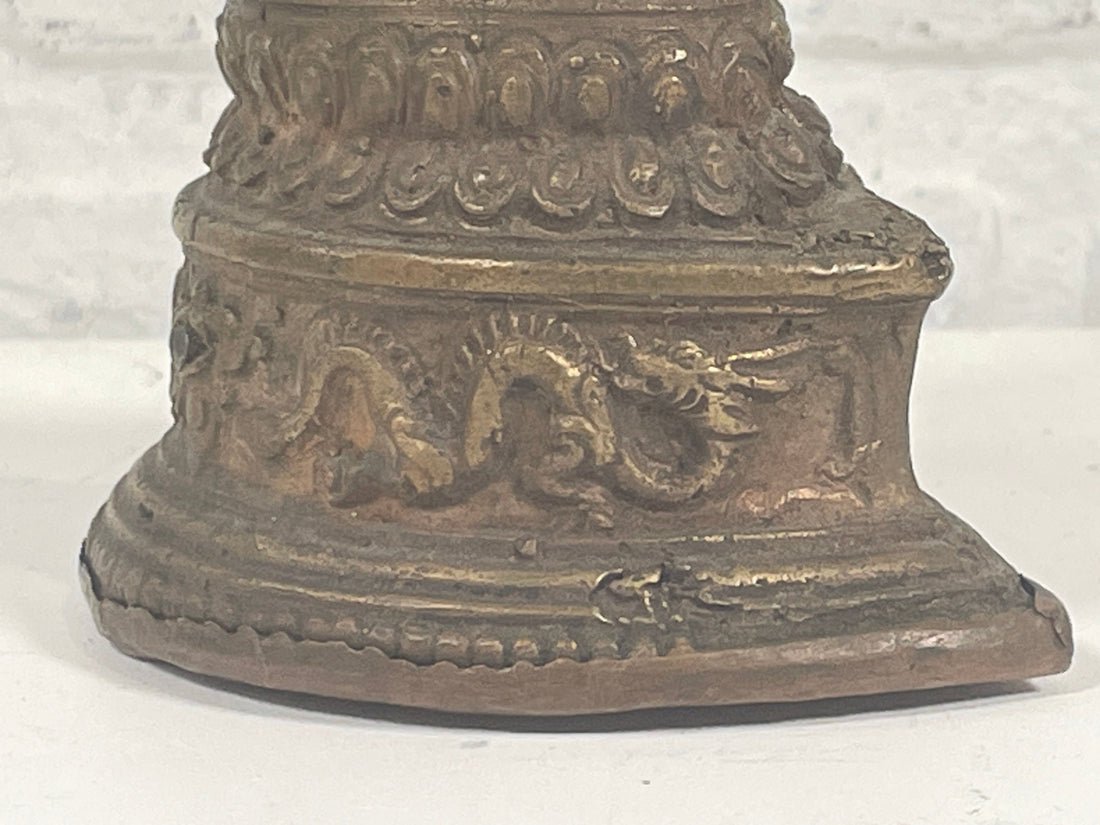 Vintage Brass Seated Buddha – 4.75” Tibetan Mandala Base,