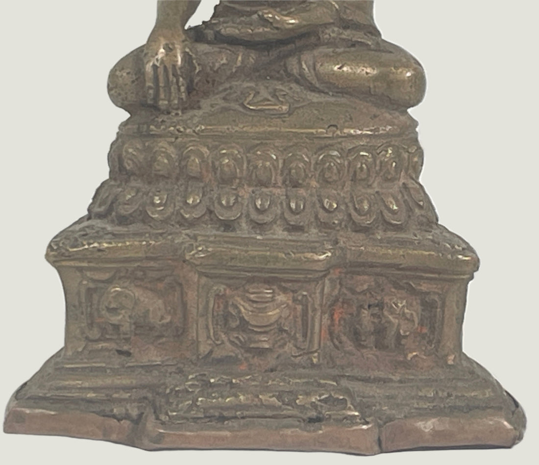 Vintage Brass Seated Buddha – 4.75” Tibetan Mandala Base,