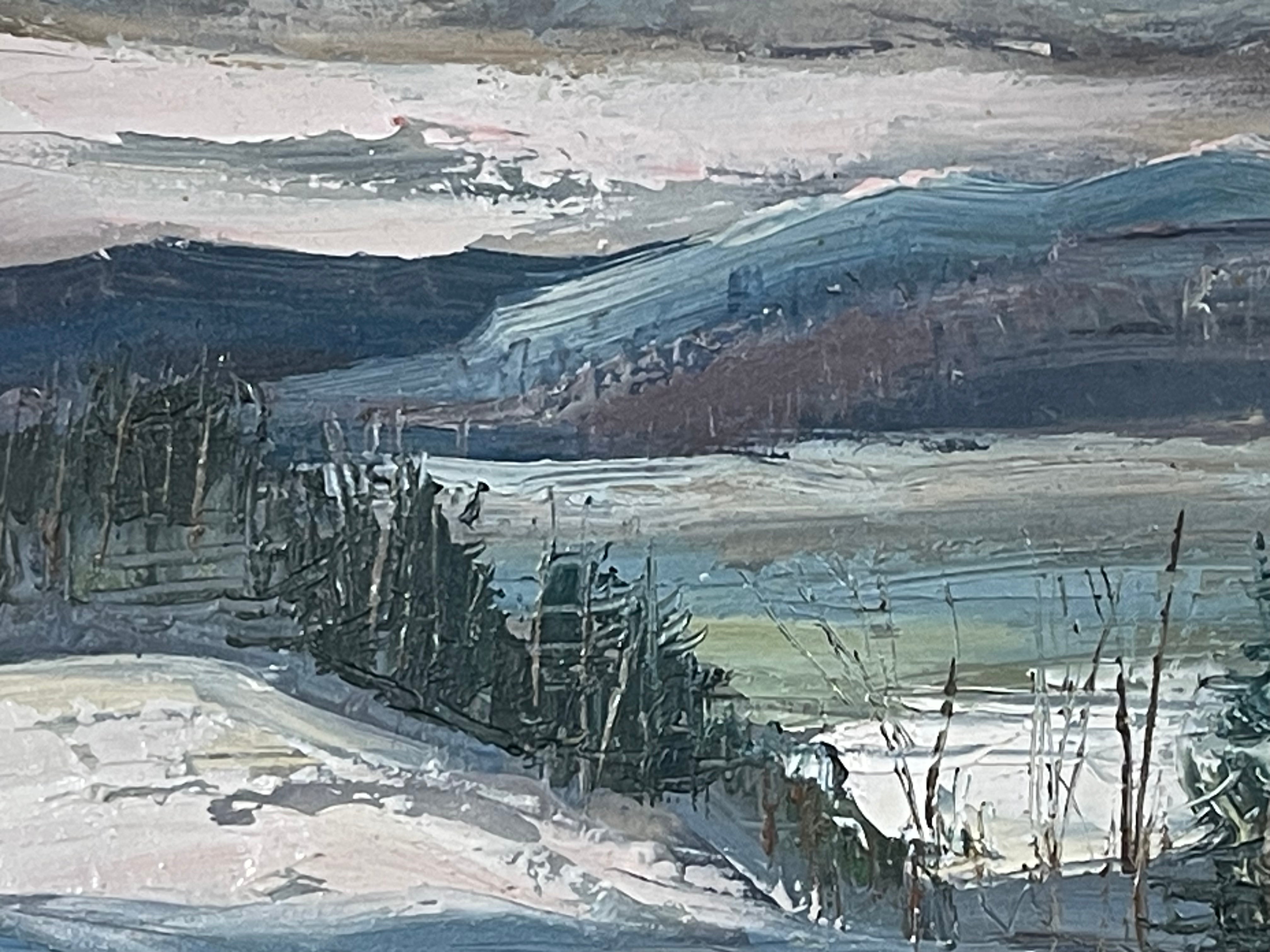 Belle peinture à l'huile sur carton par un artiste canadien, magnifiquement encadrée, signée S. Berne 8"x10"