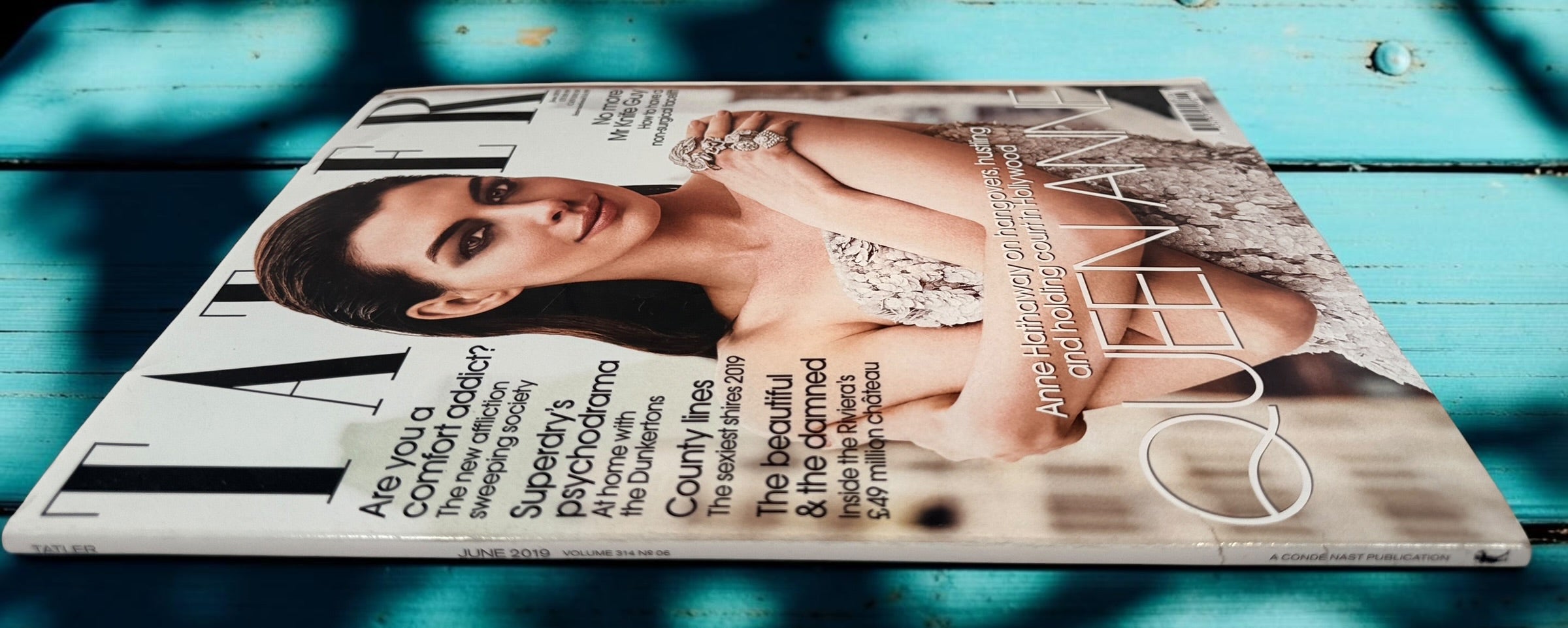 Tatler June 2019 featuring Anne Hathaway on the Queen Anne cover. Collectible Condé Nast fashion, society and celebrity magazine in good condition.