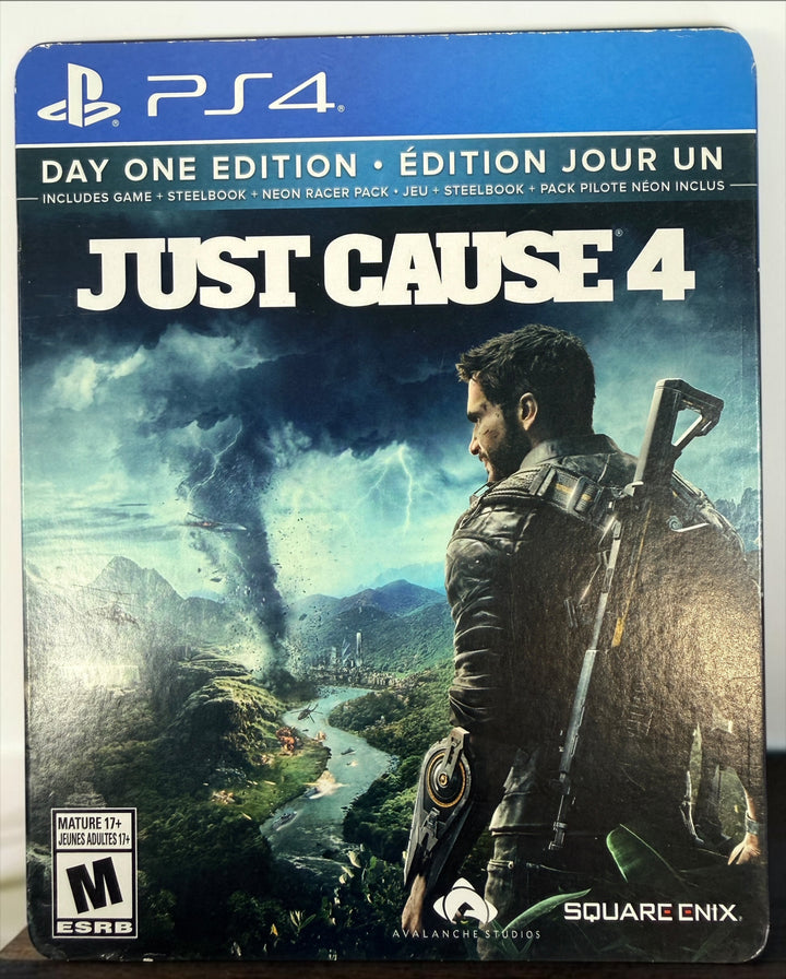 Just Cause 4 Day One Edition for PS4 with collectible SteelBook, game disc, original slipcover and inserts. Square Enix 2018 release.