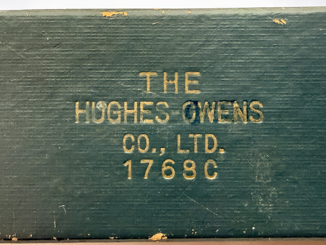 Vintage Hughes-Owens No. 1768C 10-inch slide rule made in Japan by Sun Hemmi. Mid-century bamboo engineering calculator with original case.