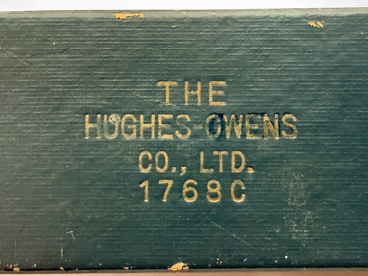 Vintage Hughes-Owens No. 1768C 10-inch slide rule made in Japan by Sun Hemmi. Mid-century bamboo engineering calculator with original case.