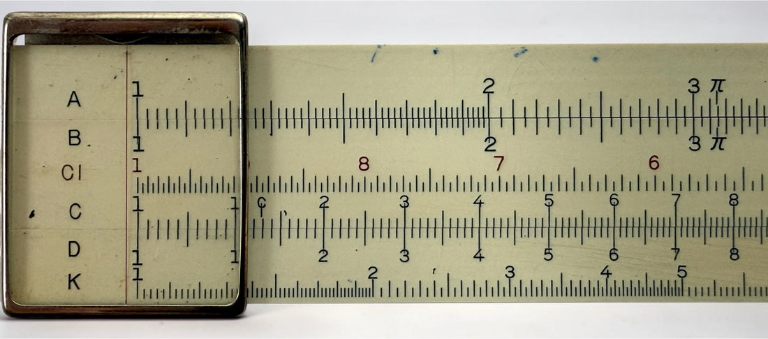 Vintage Hughes-Owens No. 1768C 10-inch slide rule made in Japan by Sun Hemmi. Mid-century bamboo engineering calculator with original case.