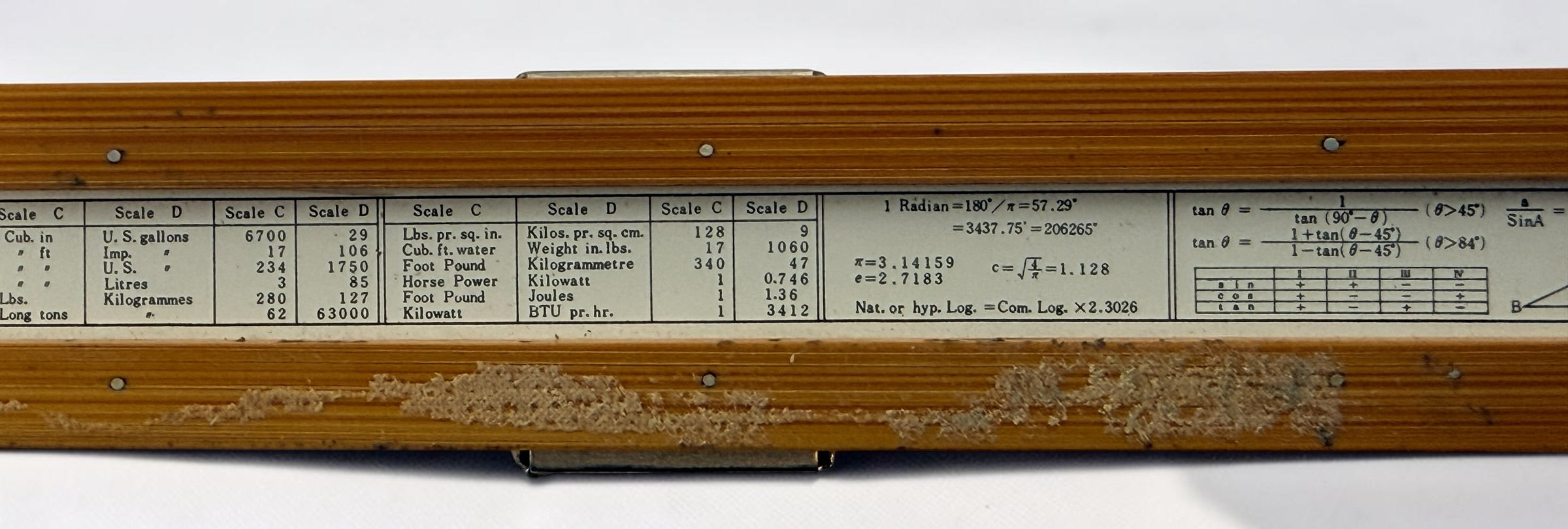 Vintage Hughes-Owens No. 1768C 10-inch slide rule made in Japan by Sun Hemmi. Mid-century bamboo engineering calculator with original case.