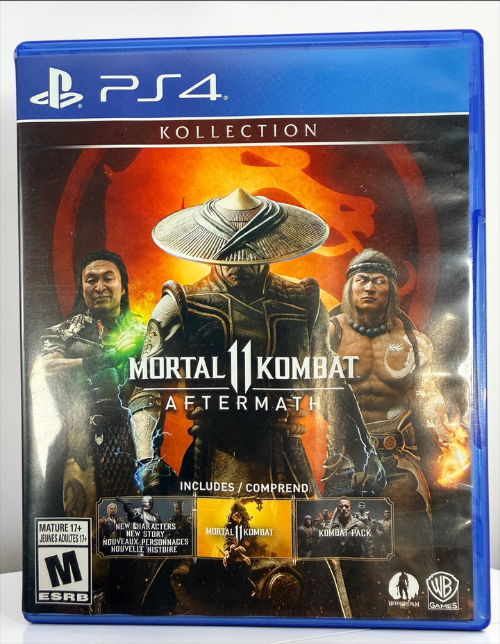 Complete PS4 Mortal Kombat 11 Aftermath Kollection with both original discs, case and insert. Includes the Aftermath expansion and Kombat Pack.