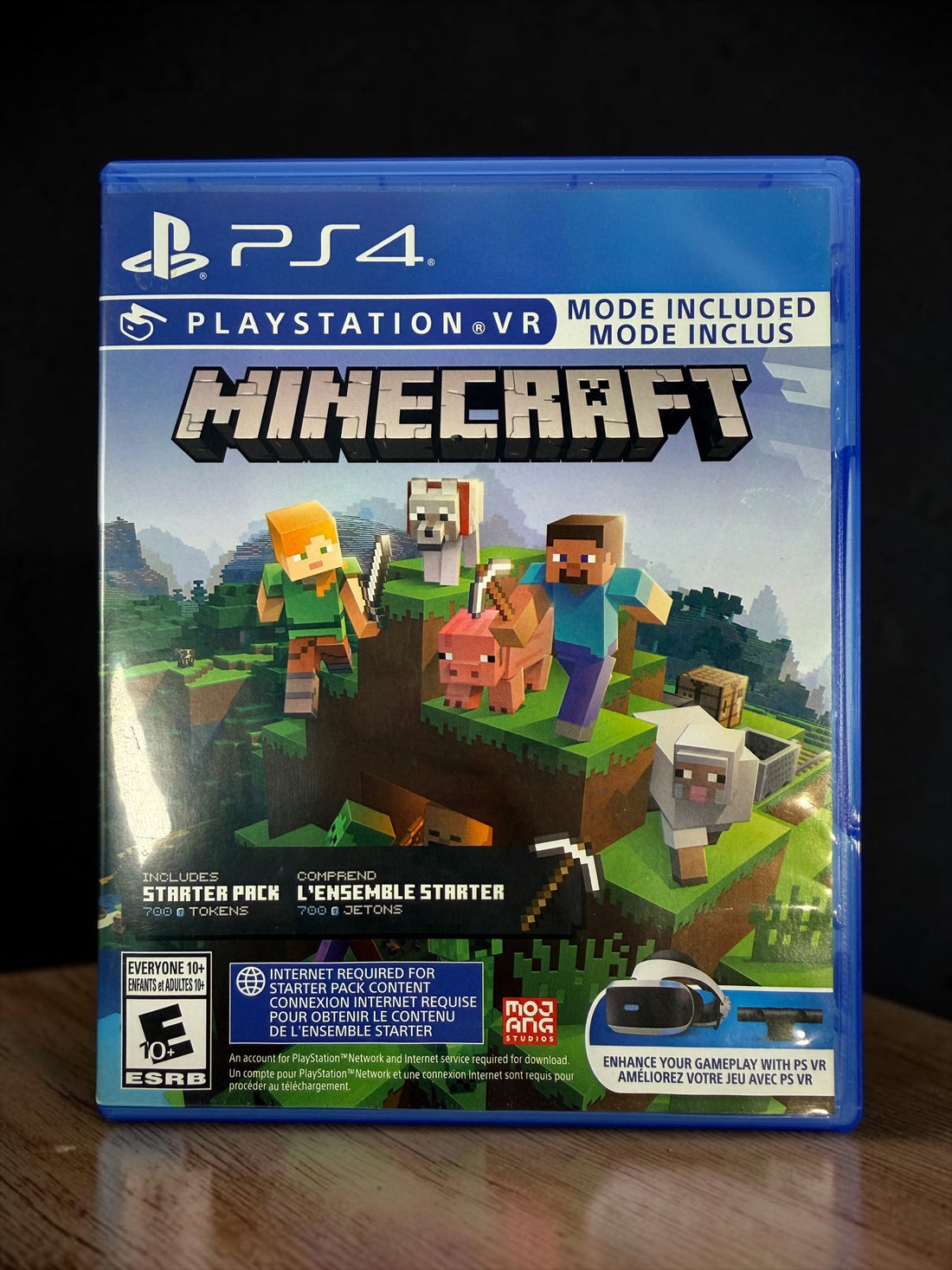 Complete Minecraft for PS4 with original case, game disc and Starter Pack insert. PS VR compatible. Very good pre-owned condition.