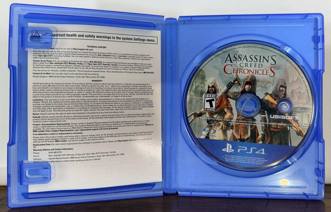 Complete PS4 copy of Assassin’s Creed Chronicles featuring China, India and Russia. Includes original case, insert and tested game disc in good condition.