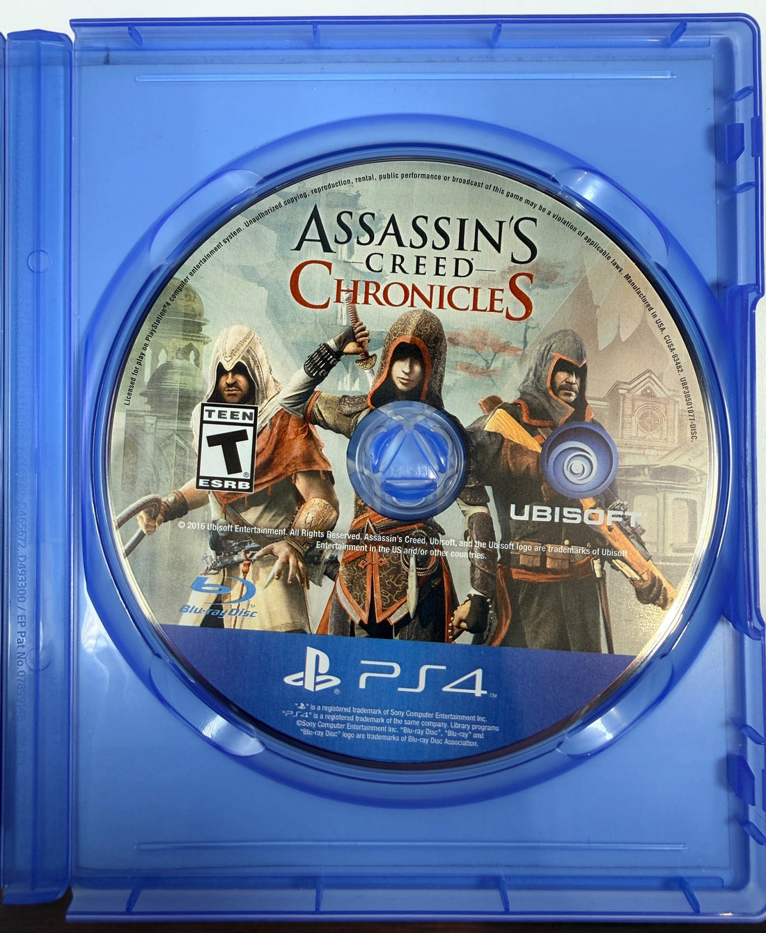 Complete PS4 copy of Assassin’s Creed Chronicles featuring China, India and Russia. Includes original case, insert and tested game disc in good condition.