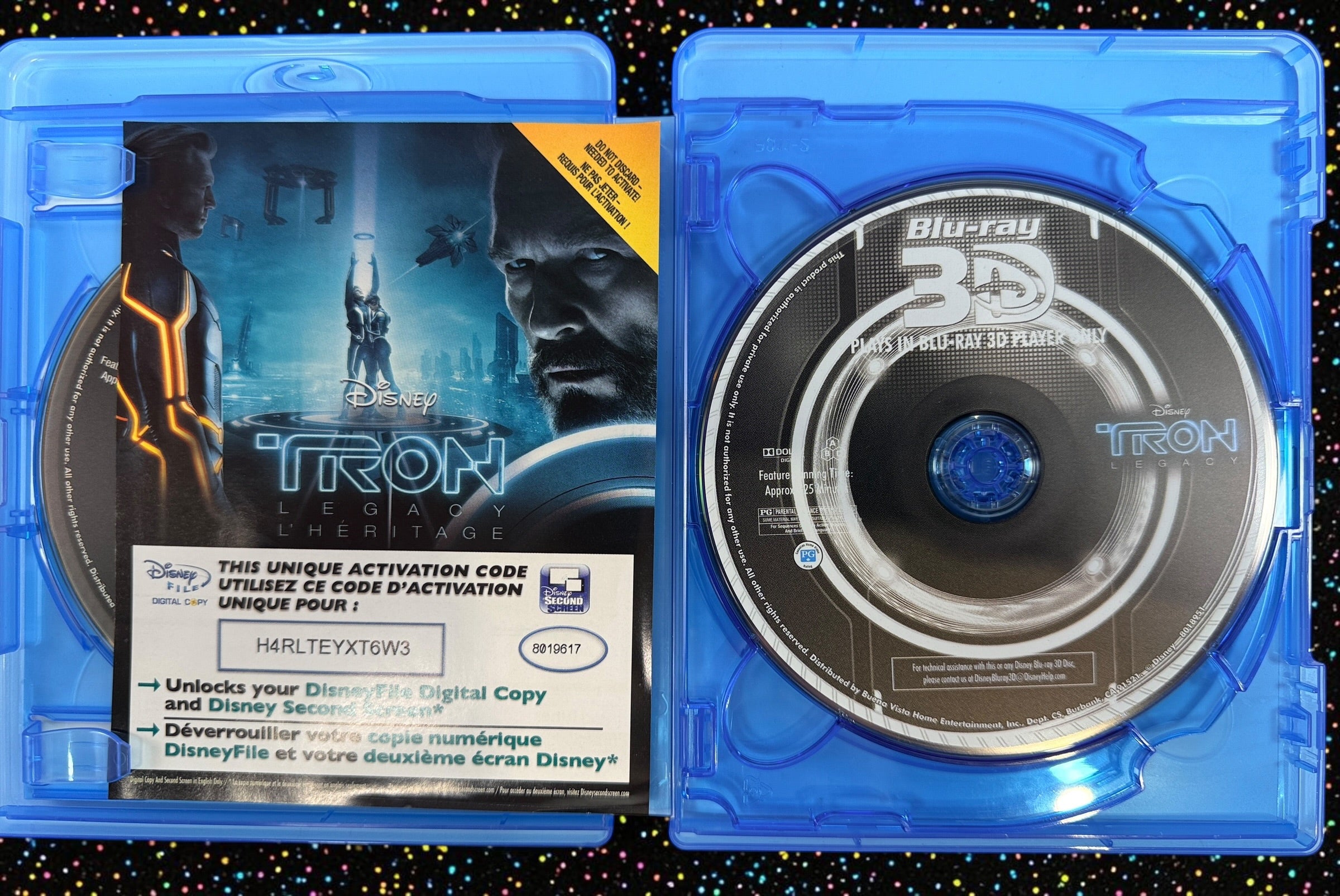 Complete Disney TRON: Legacy 4-disc combo pack with Blu-ray 3D, Blu-ray, DVD, digital copy disc, original case and embossed slipcover. Tested and complete.