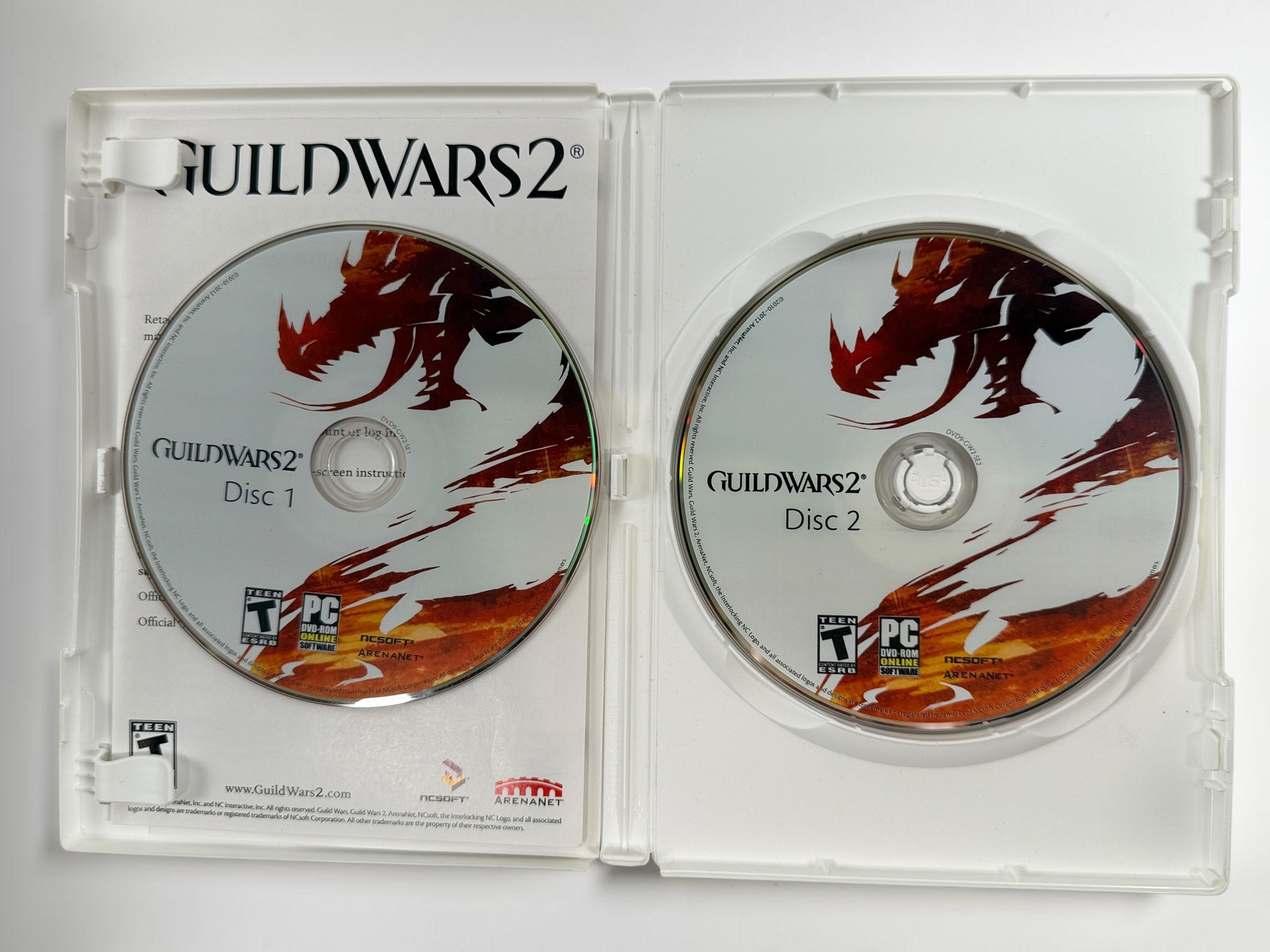 Complete Guild Wars 2 PC DVD-ROM with both installation discs, original case, slipcover and serial code booklet. Clean used copy in good condition.